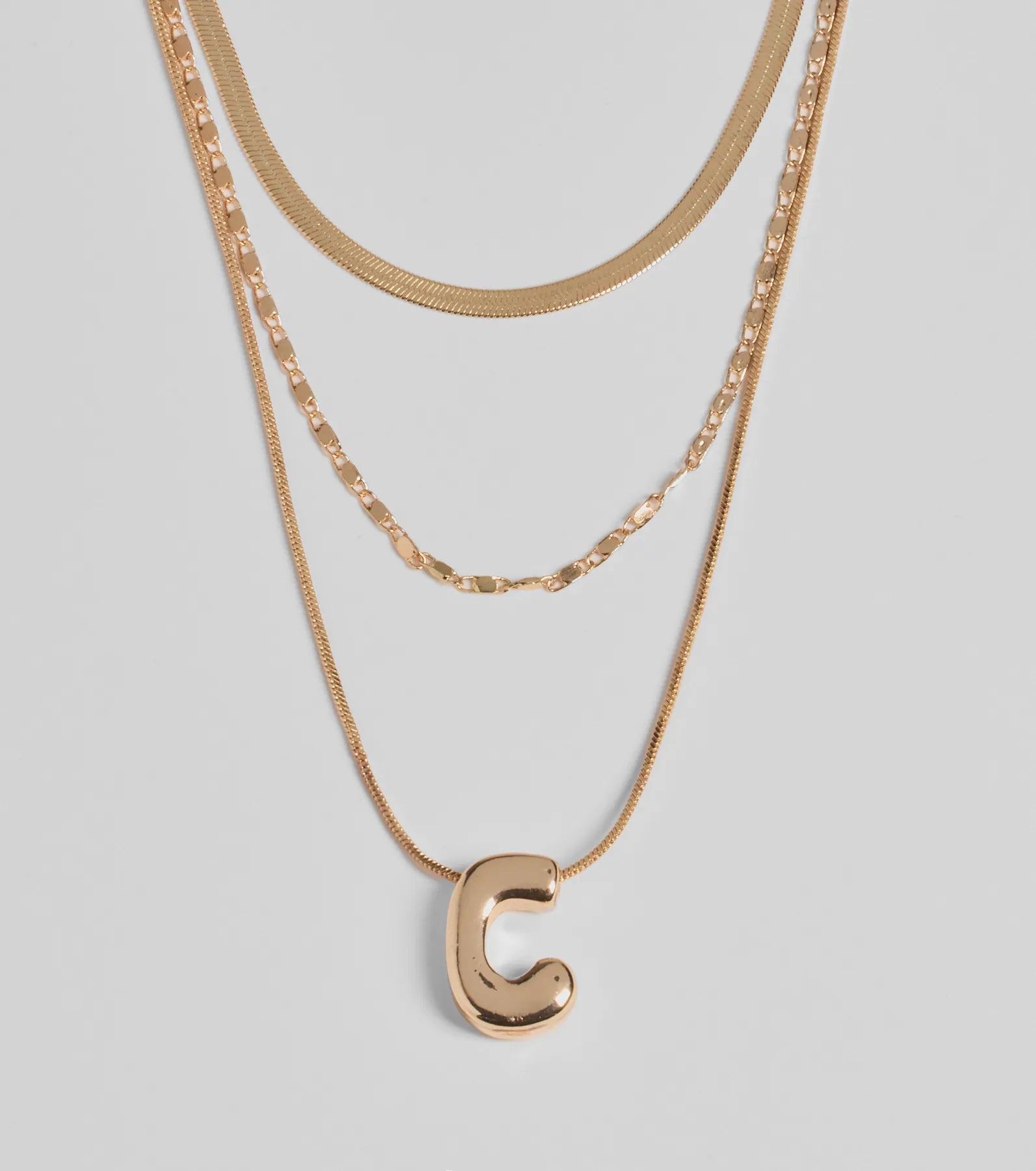 Premium Layered Bubble 'C' Monogram Necklace