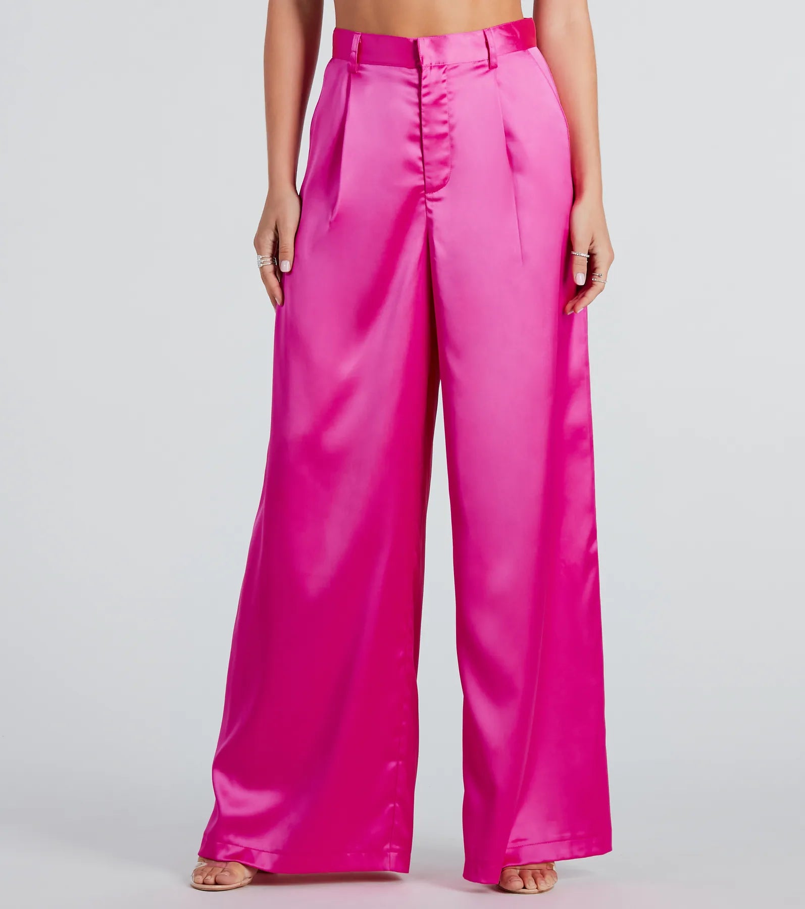 Premium Satin Wide-Leg Pants - Power Vibe Collection