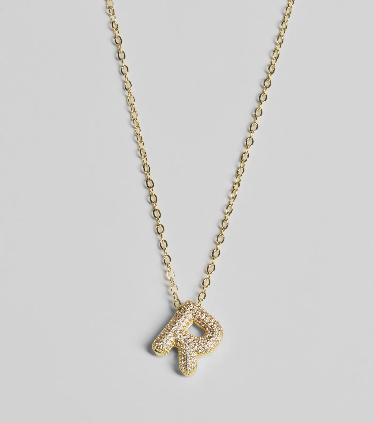 Premium Rhinestone Monogram Necklace with Bubble Letter Design