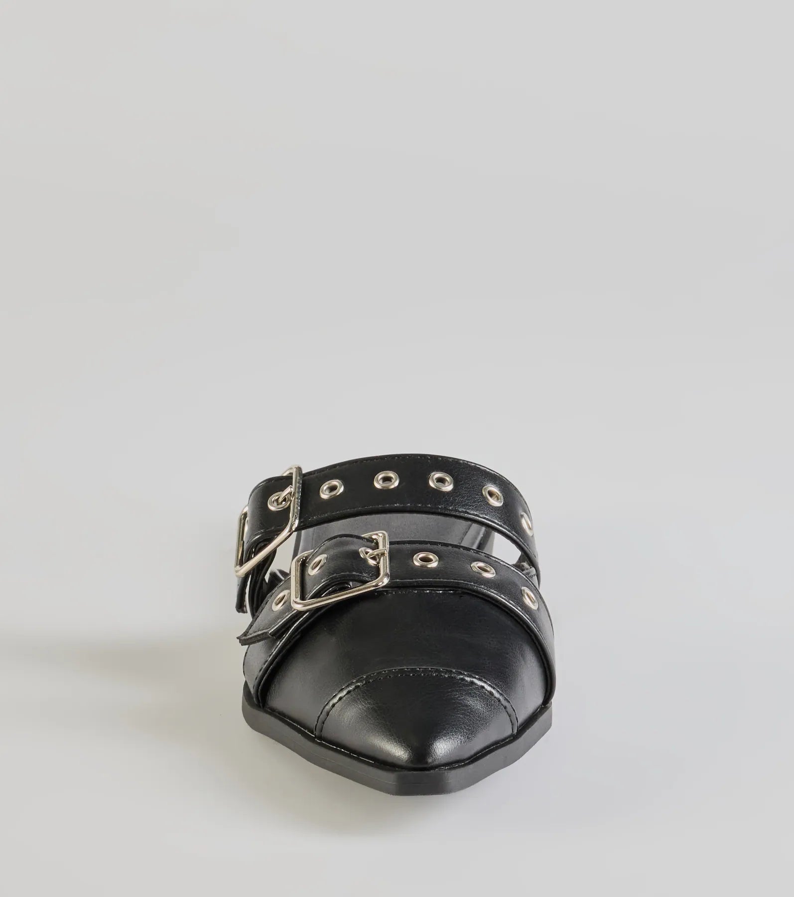 Premium Edgy Flair Faux Leather Buckle Strap Flats