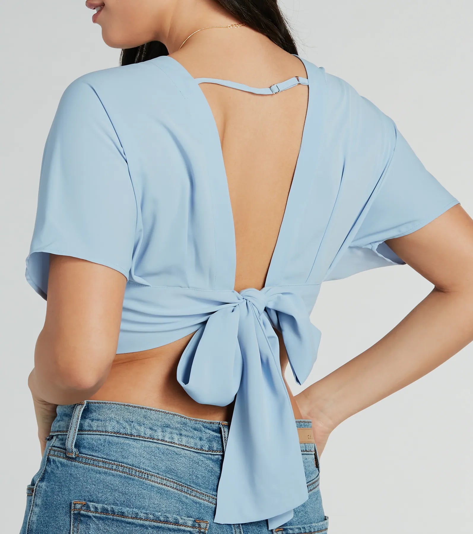 Premium V-Neck Satin Crop Top - Chic Arrival