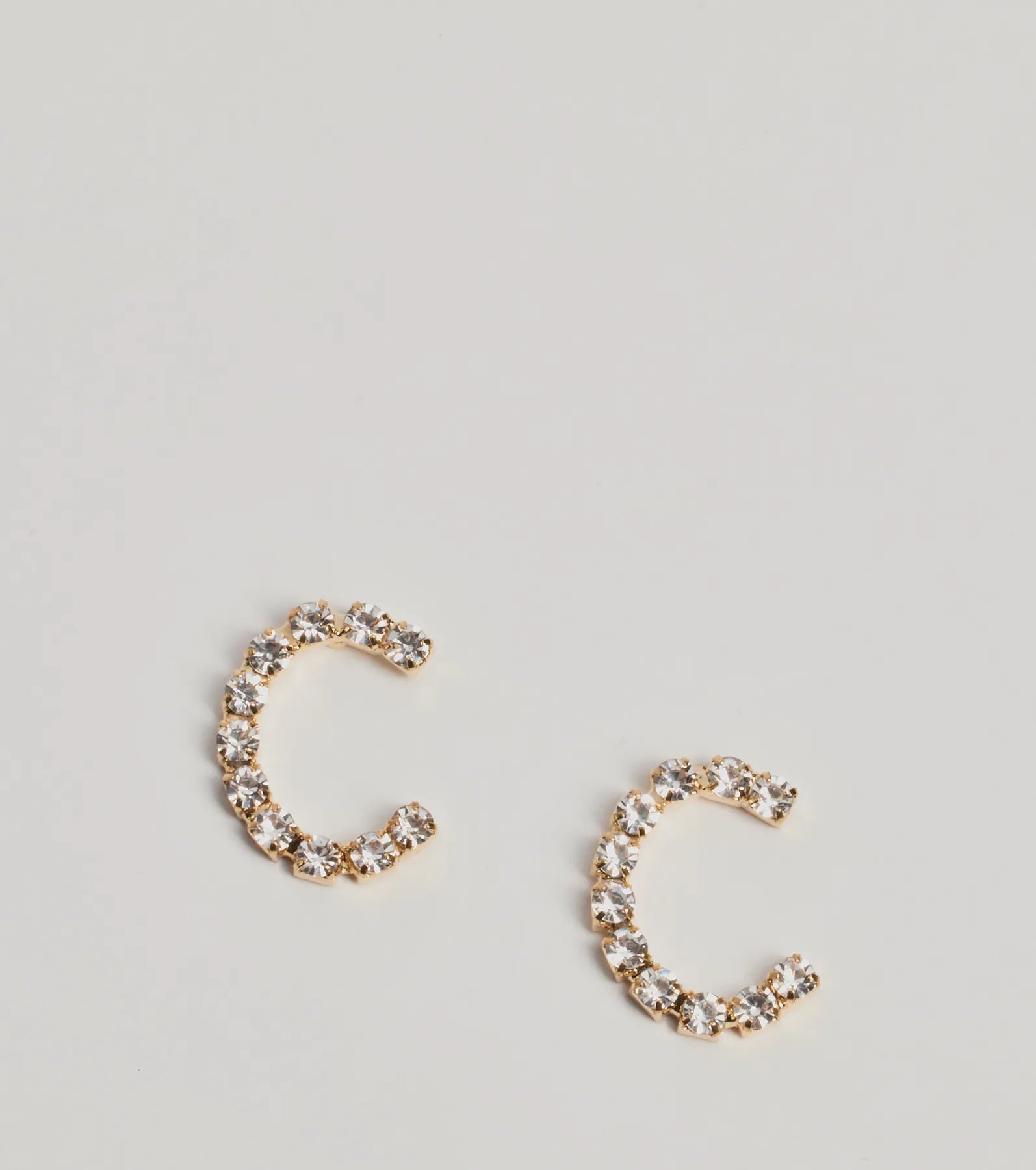 Premium C Initial Rhinestone Stud Earrings - Sparkling Elegance