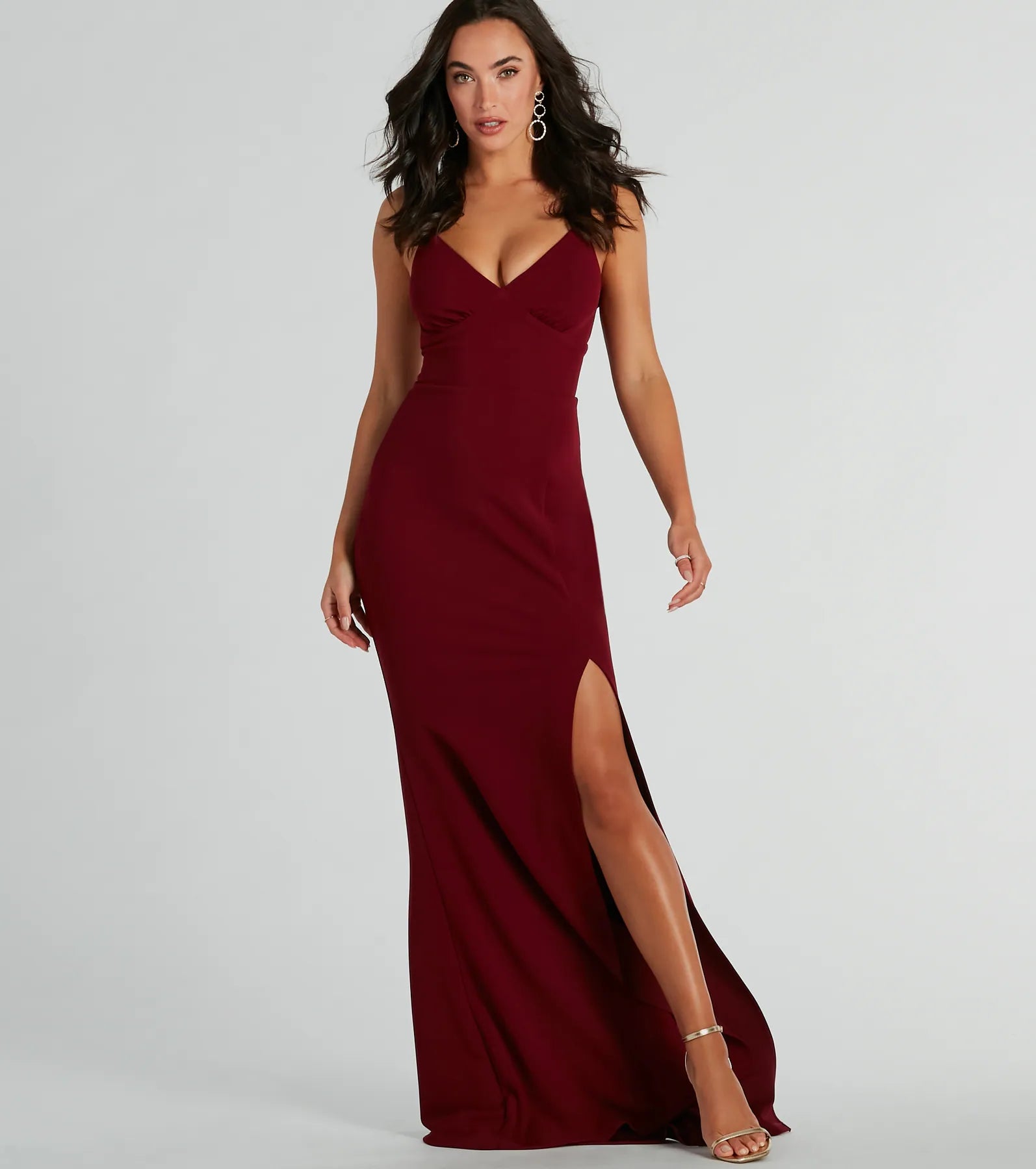 Premium Nicolette Lace-Up Mermaid Crepe Evening Gown