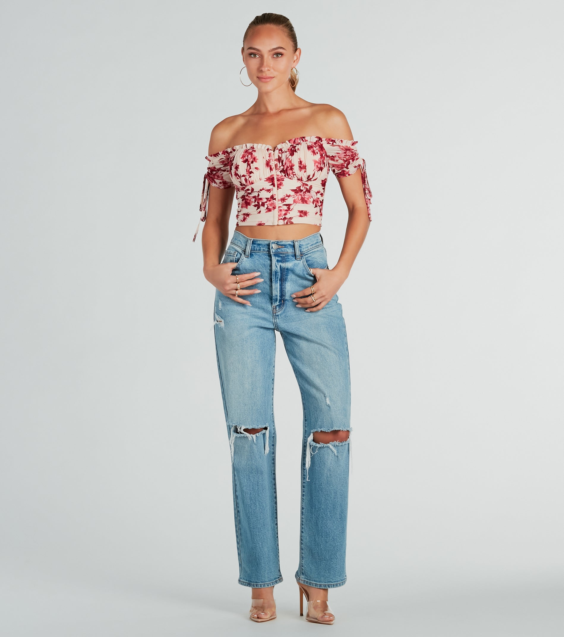 Ultimate Floral Off-The-Shoulder Corset Top - Pretty Babe Edition