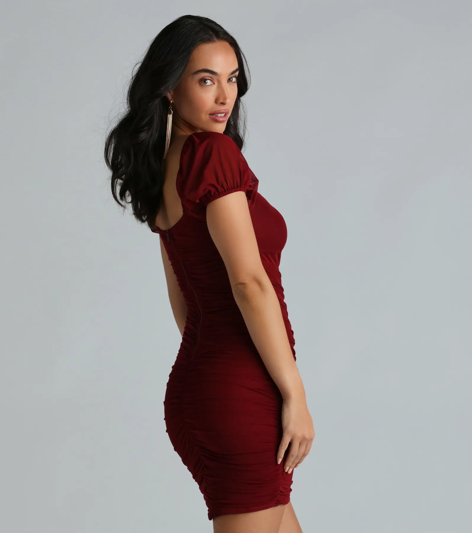 Ultimate Flirtatious Ruched Bodycon Mini Dress