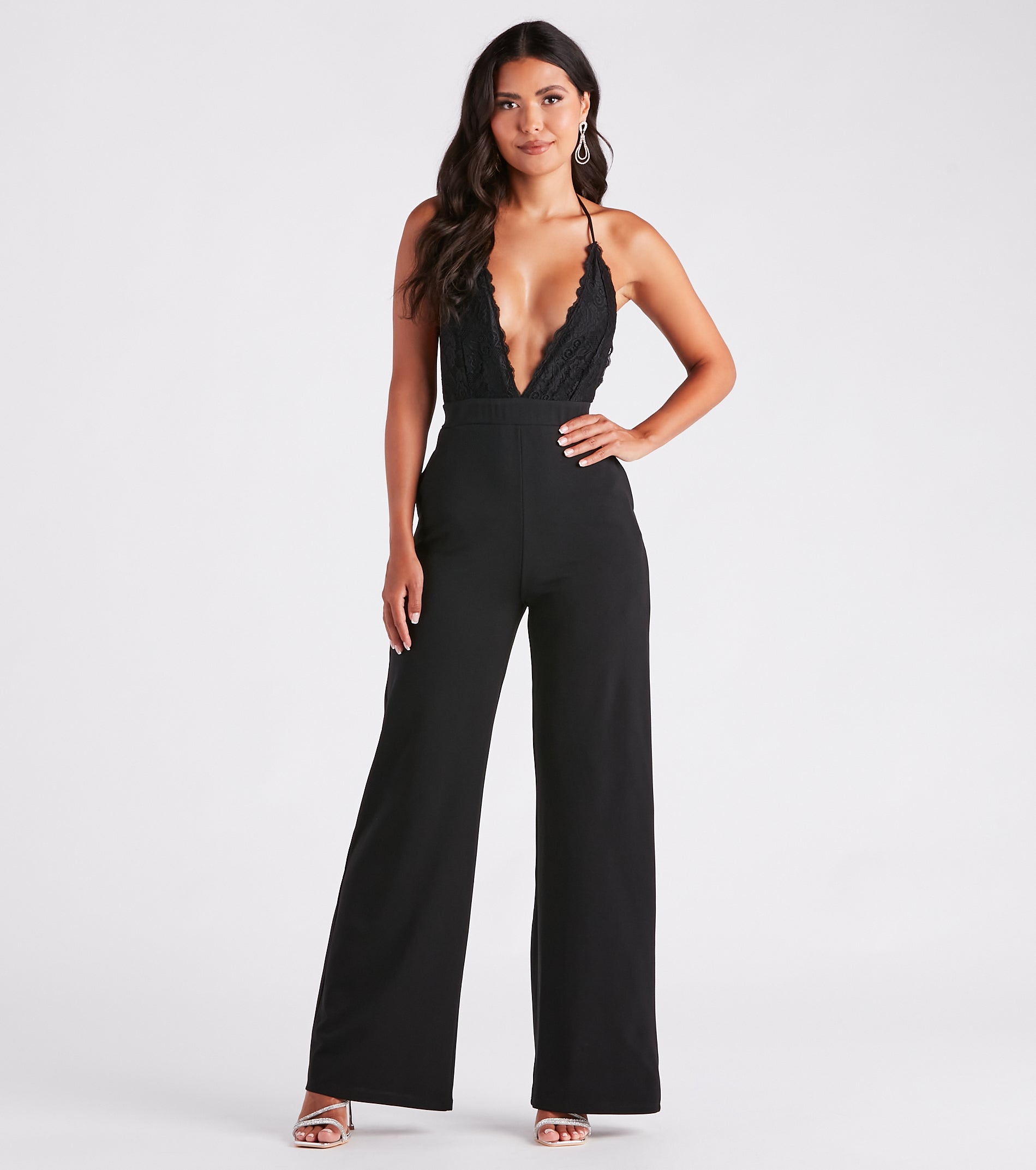 Ultimate Chic Vibes Lace & Crepe Jumpsuit