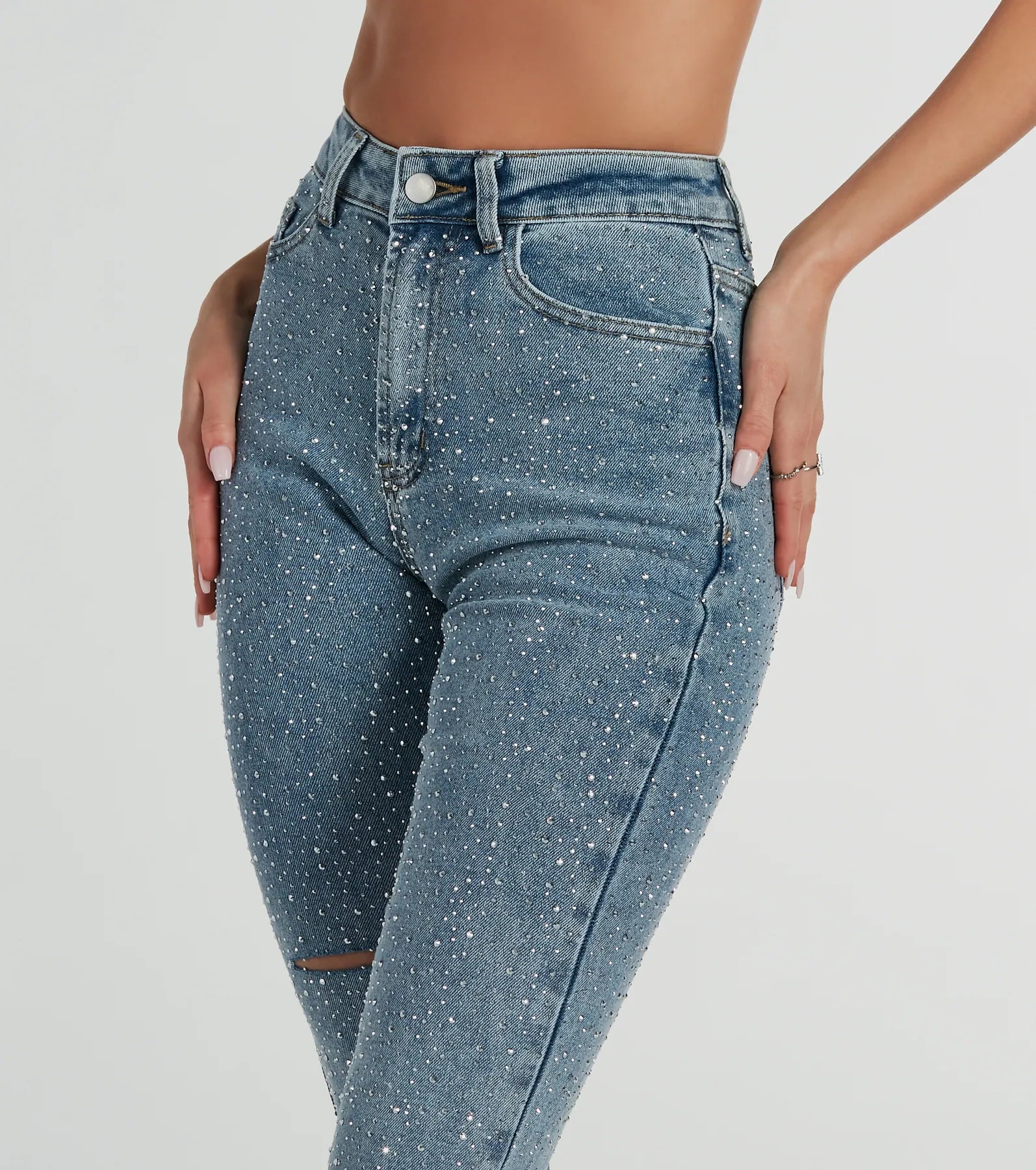 Ultimate Glam Rhinestone High-Waist Jeans