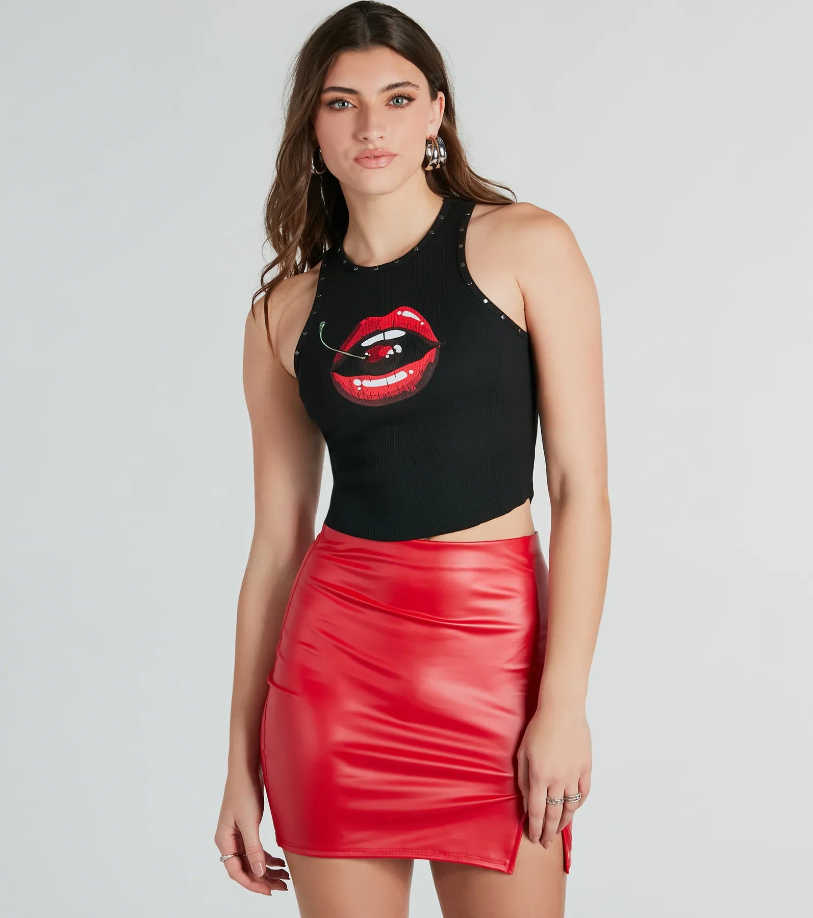 Ultimate Statement Cherry & Lips Graphic Crop Top