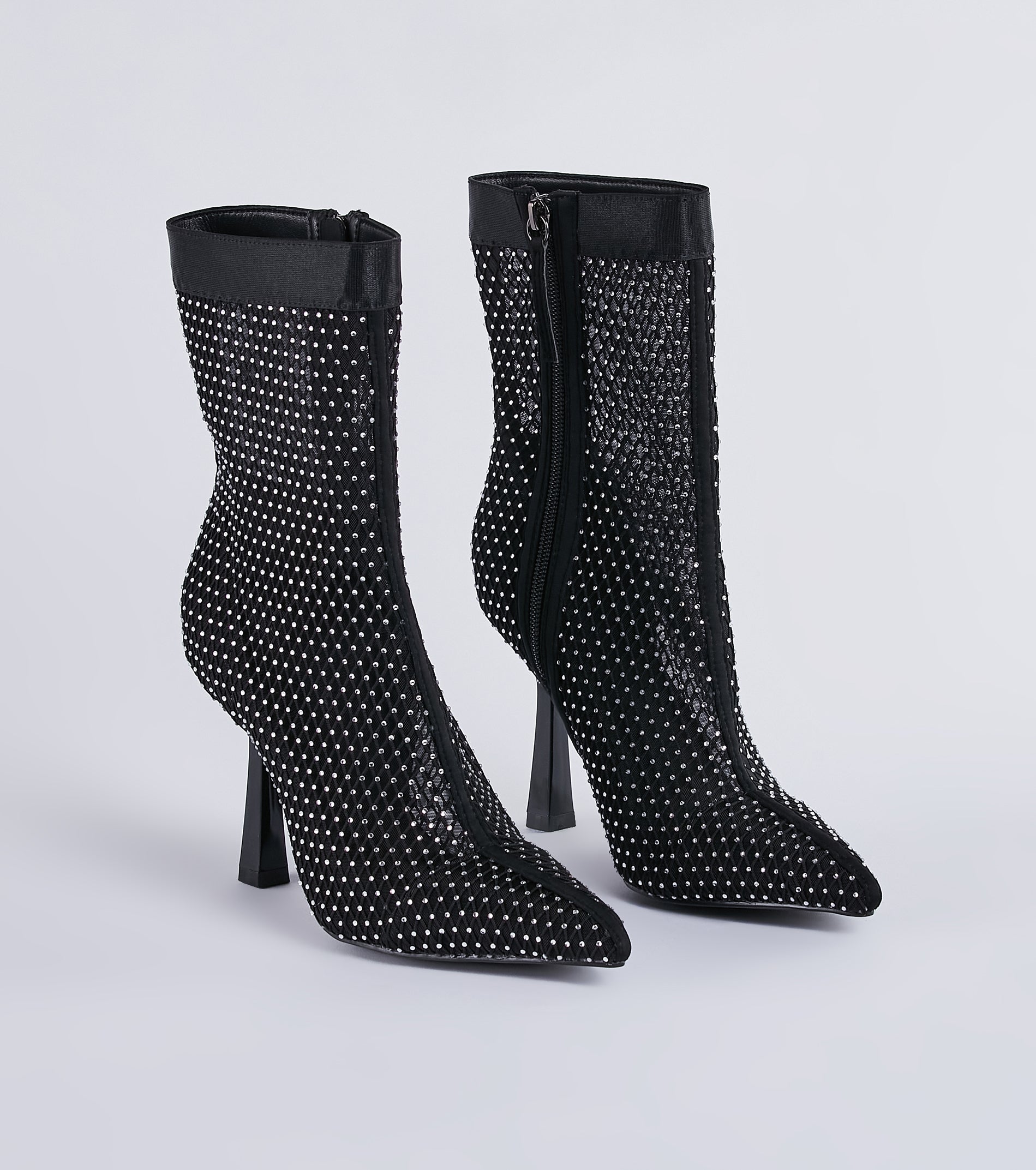 Ultimate Glam Mesh Rhinestone Stiletto Booties - Party-Ready Style