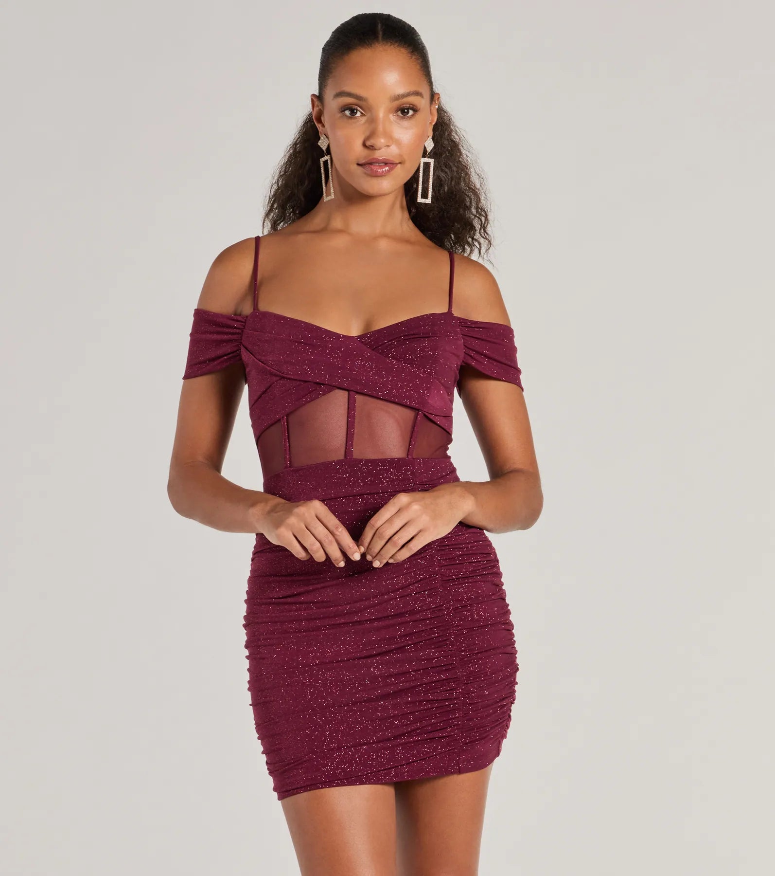 Ultimate Glamour Glitter Cold-Shoulder Dress