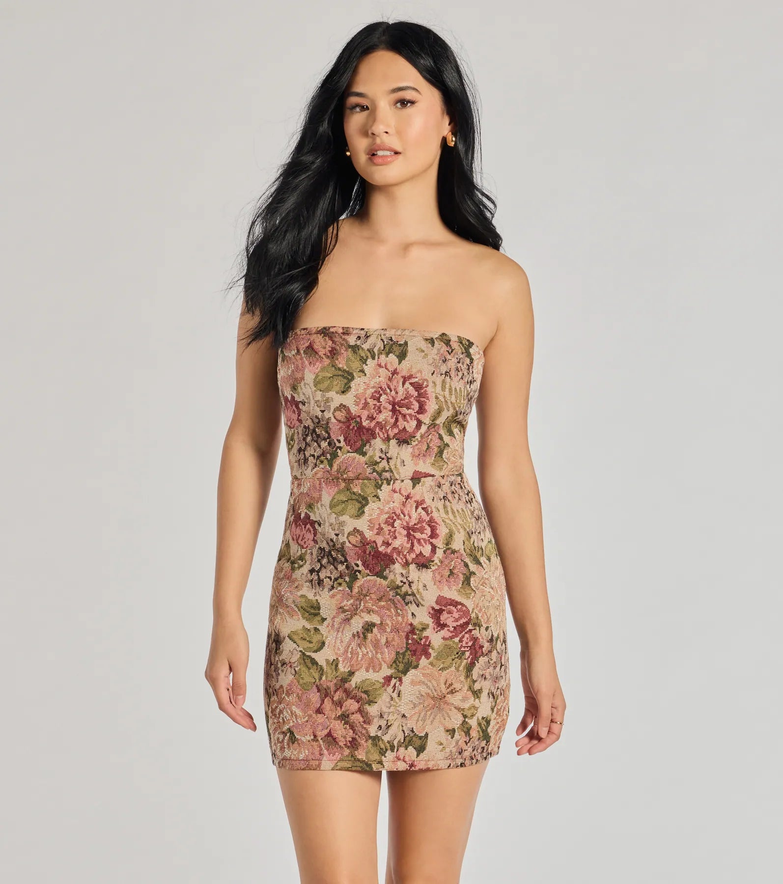 Ultimate Garden Glam Floral Lace-Up Mini Dress