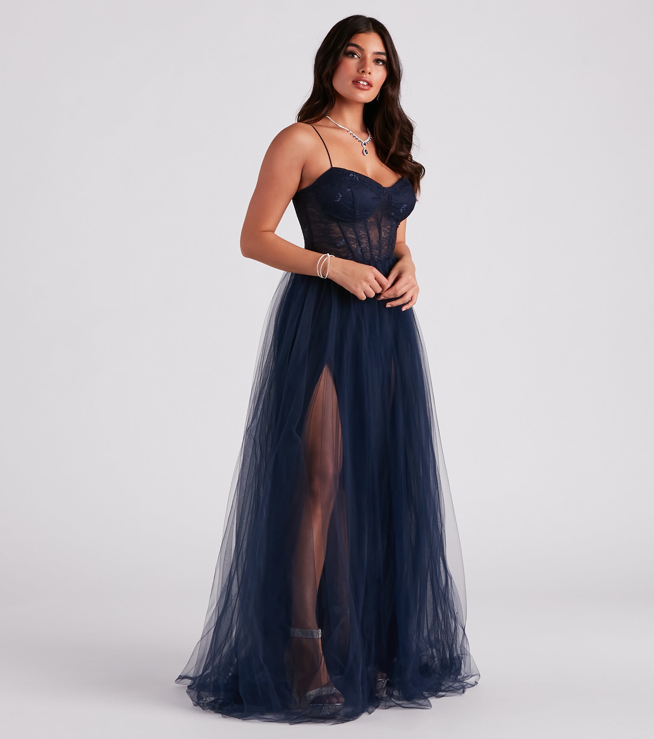 Premium Hailey Lace Bustier Tulle Formal Gown