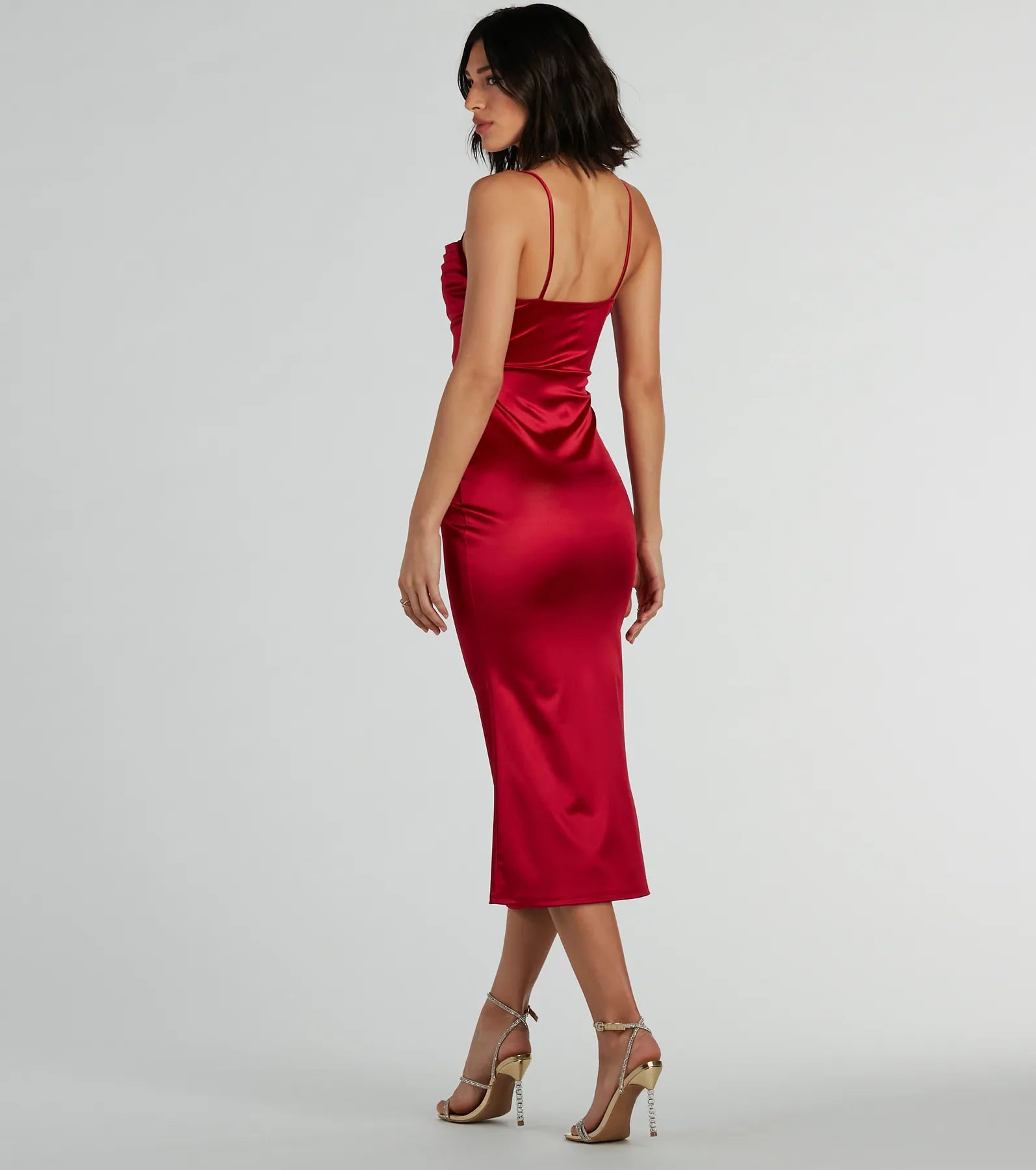 Premium Luxe Satin A-Line Midi Dress