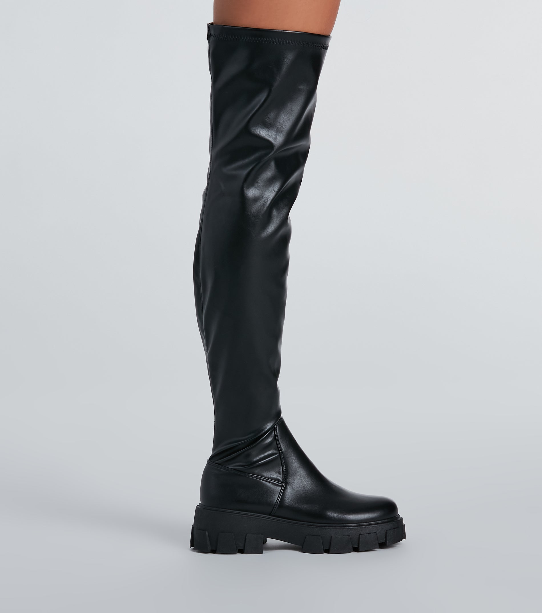 Ultimate In Command Faux Leather Platform Over-The-Knee Boots