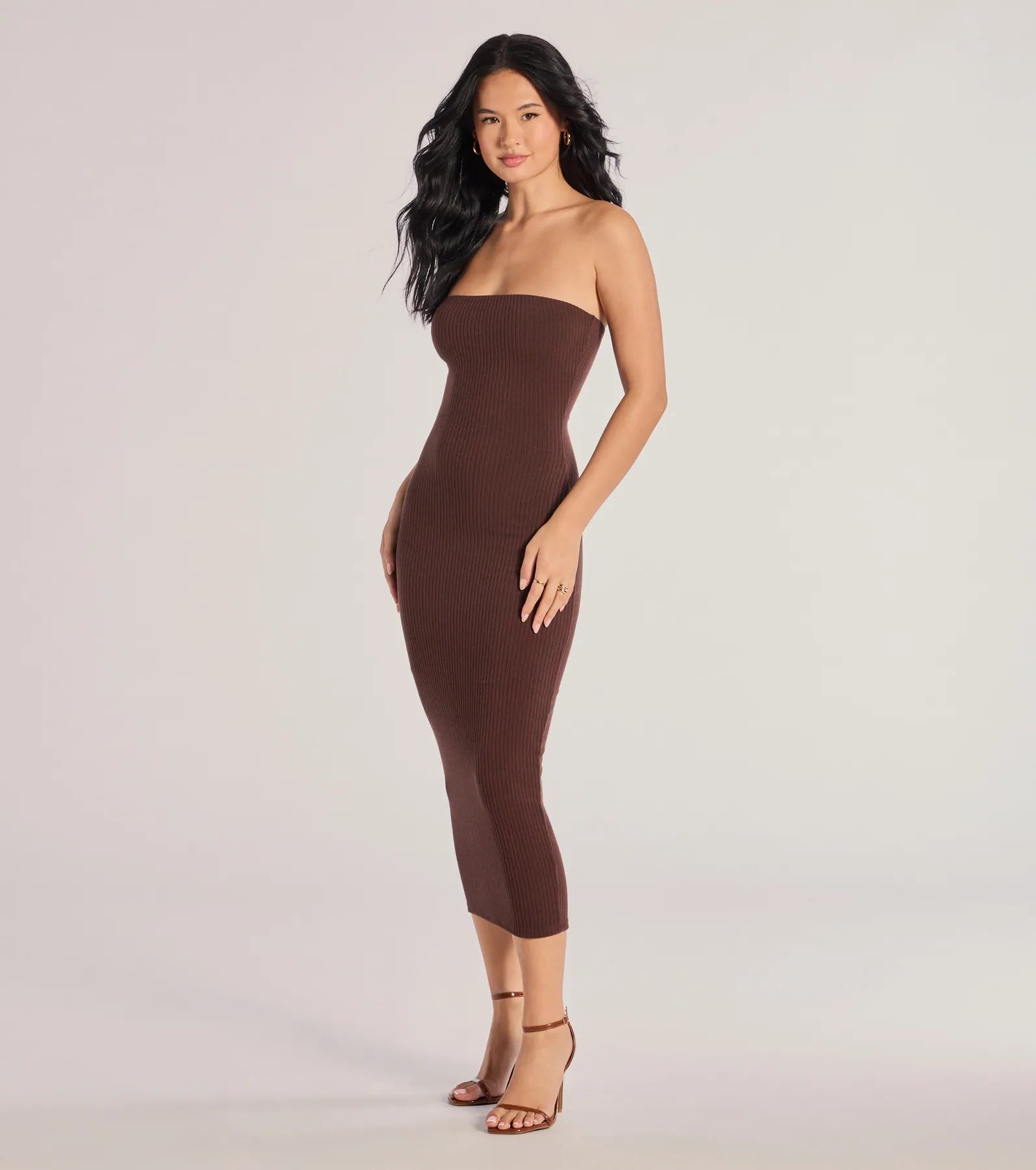 Ultimate Rib Knit Strapless Midi Dress - She's The Main Collection