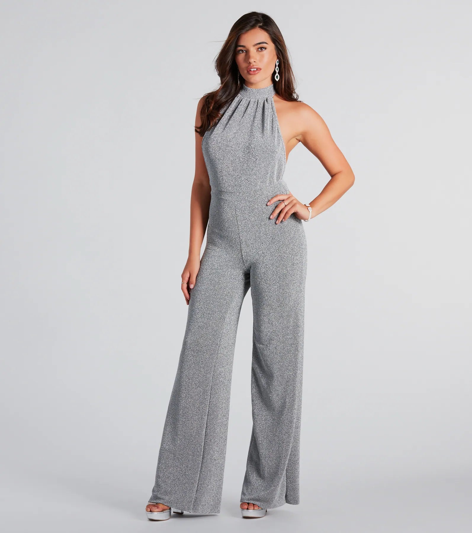 Ultimate Spark Of Glamour Halter Backless Jumpsuit