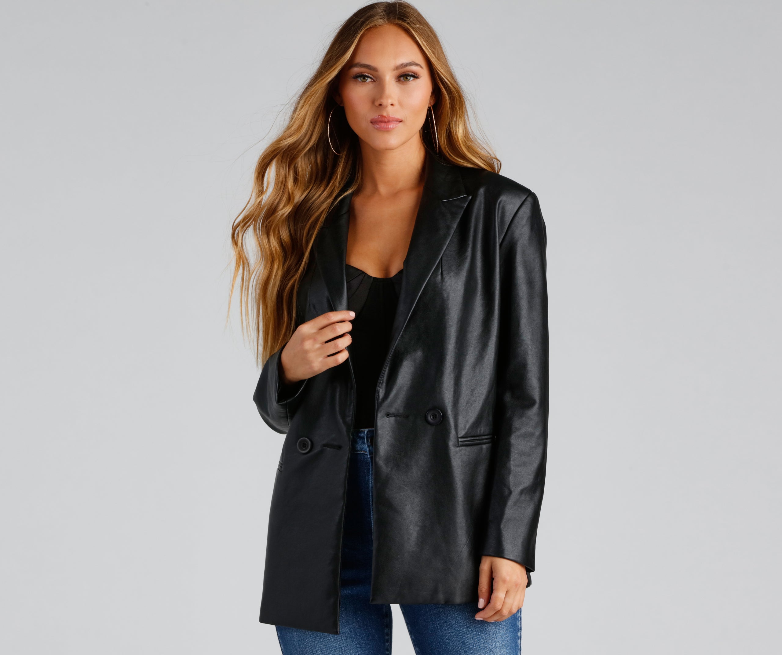 Premium Oversized Faux Leather Blazer - Ultimate Style Upgrade