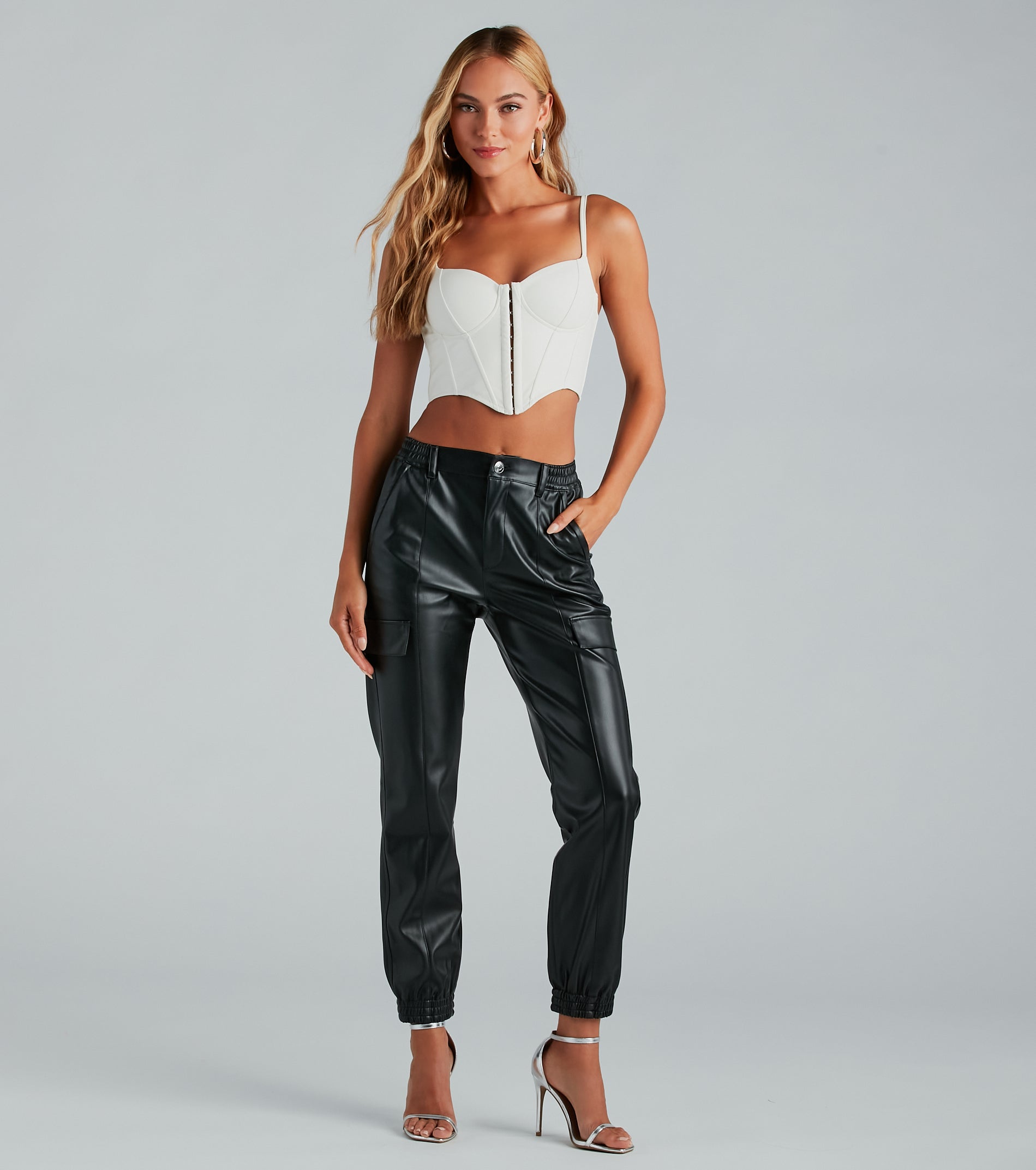 Ultimate Edge Faux Leather Cargo Joggers