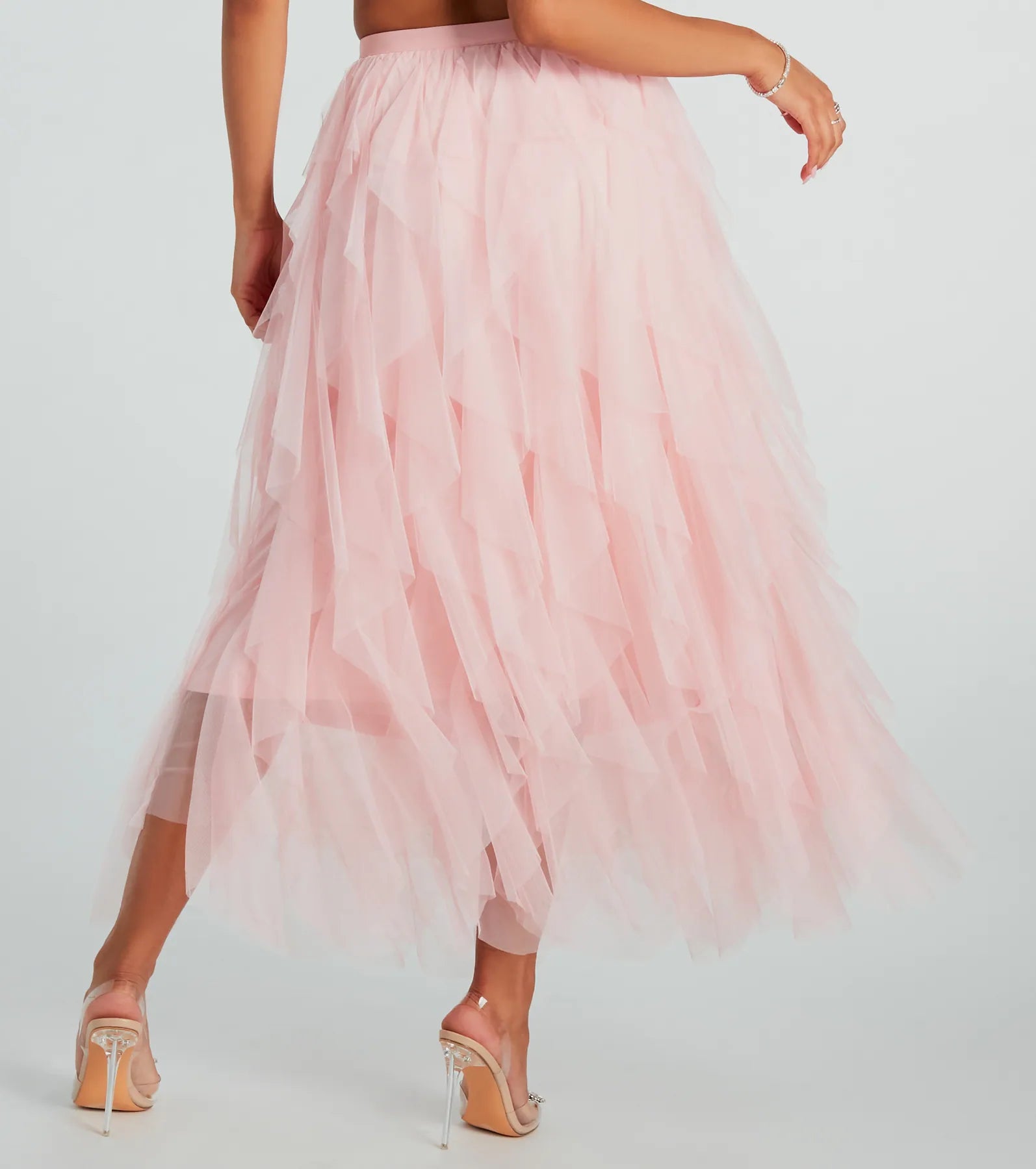 Premium Ruffled Tulle Midi Skirt - Ultimate Drama Edition