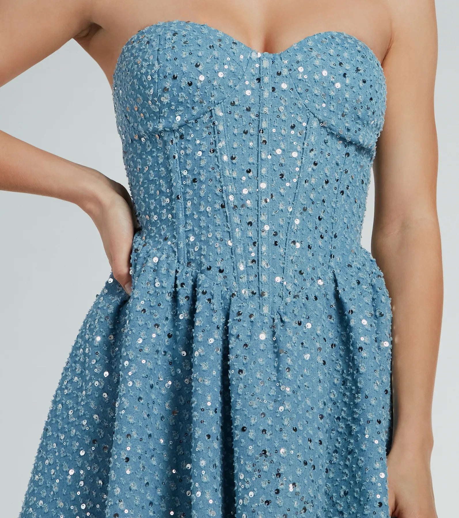 Ultimate Glam Strapless Sequin Skater Dress