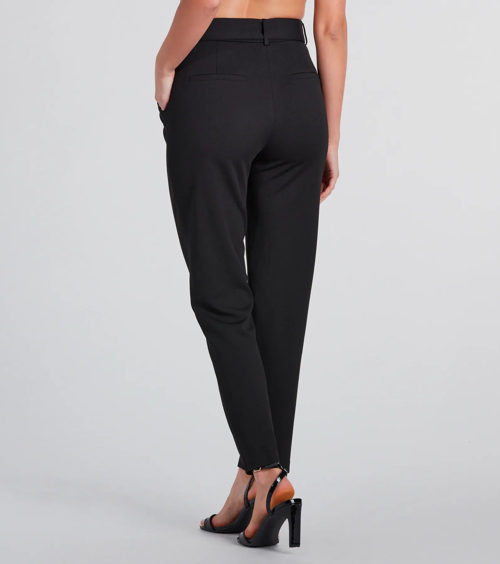 Premium High-Rise Crepe Trousers - Slim Fit & Cropped Hem