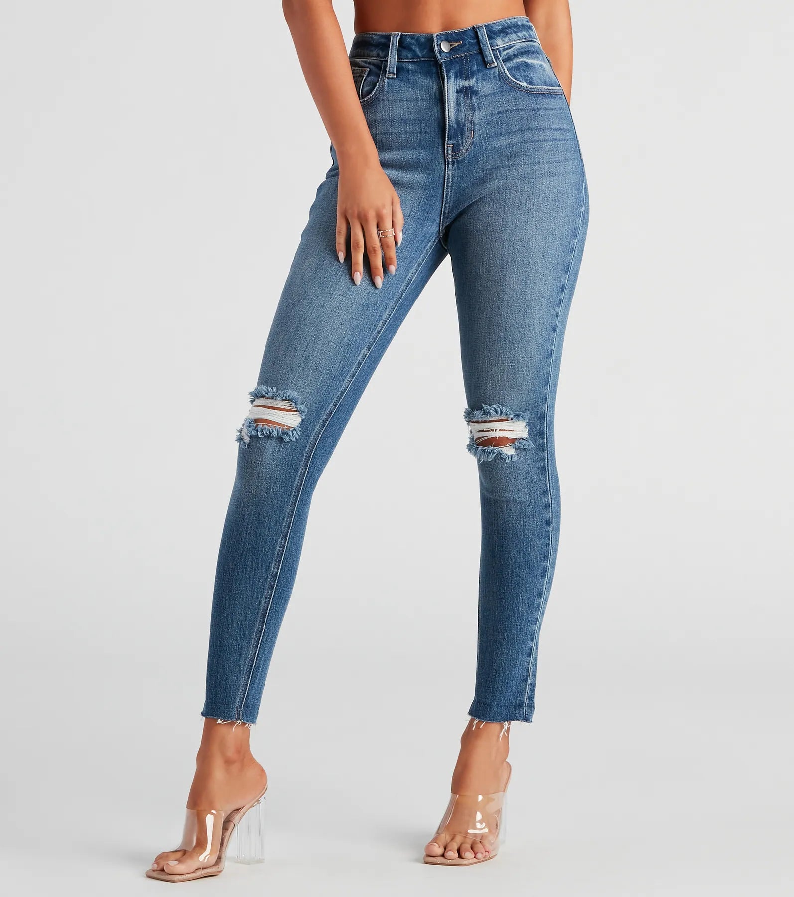 Premium Taylor High Rise Skinny Jeans - Distressed Vintage Look