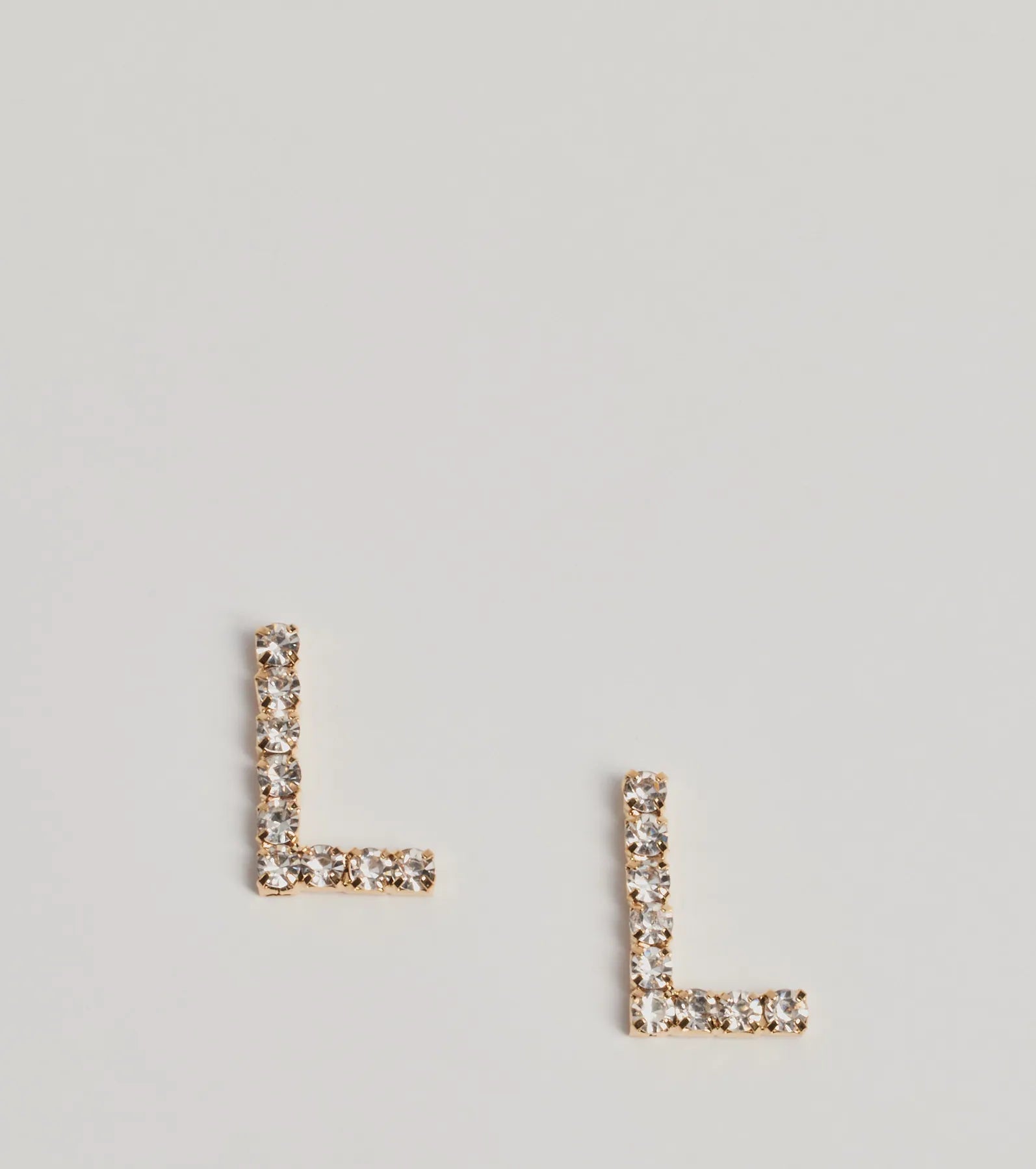 Premium L Initial Rhinestone Stud Earrings - Elegant & Stylish