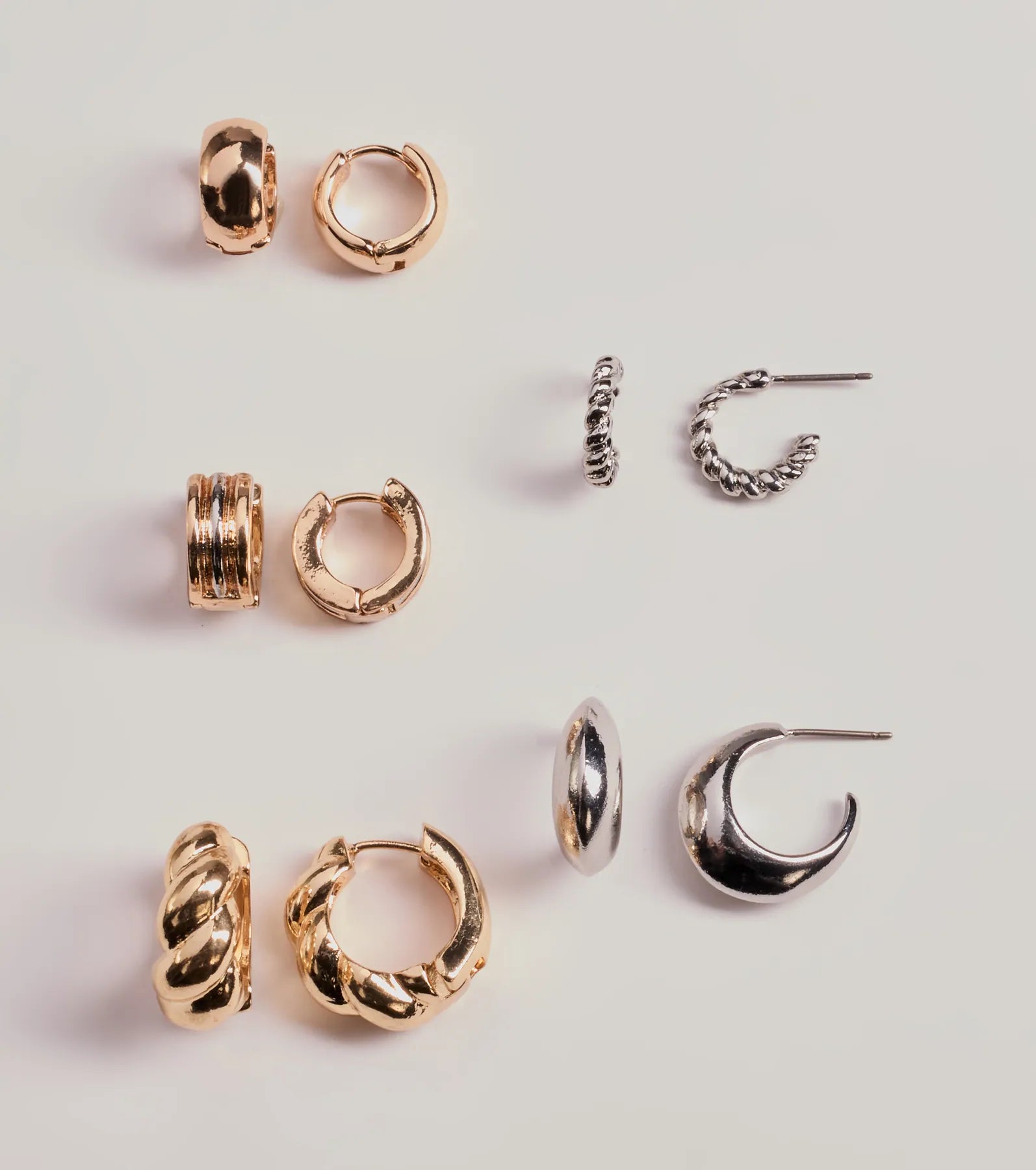 Ultimate Mixed Metals Hoop Earrings Set - Trendy & Chic