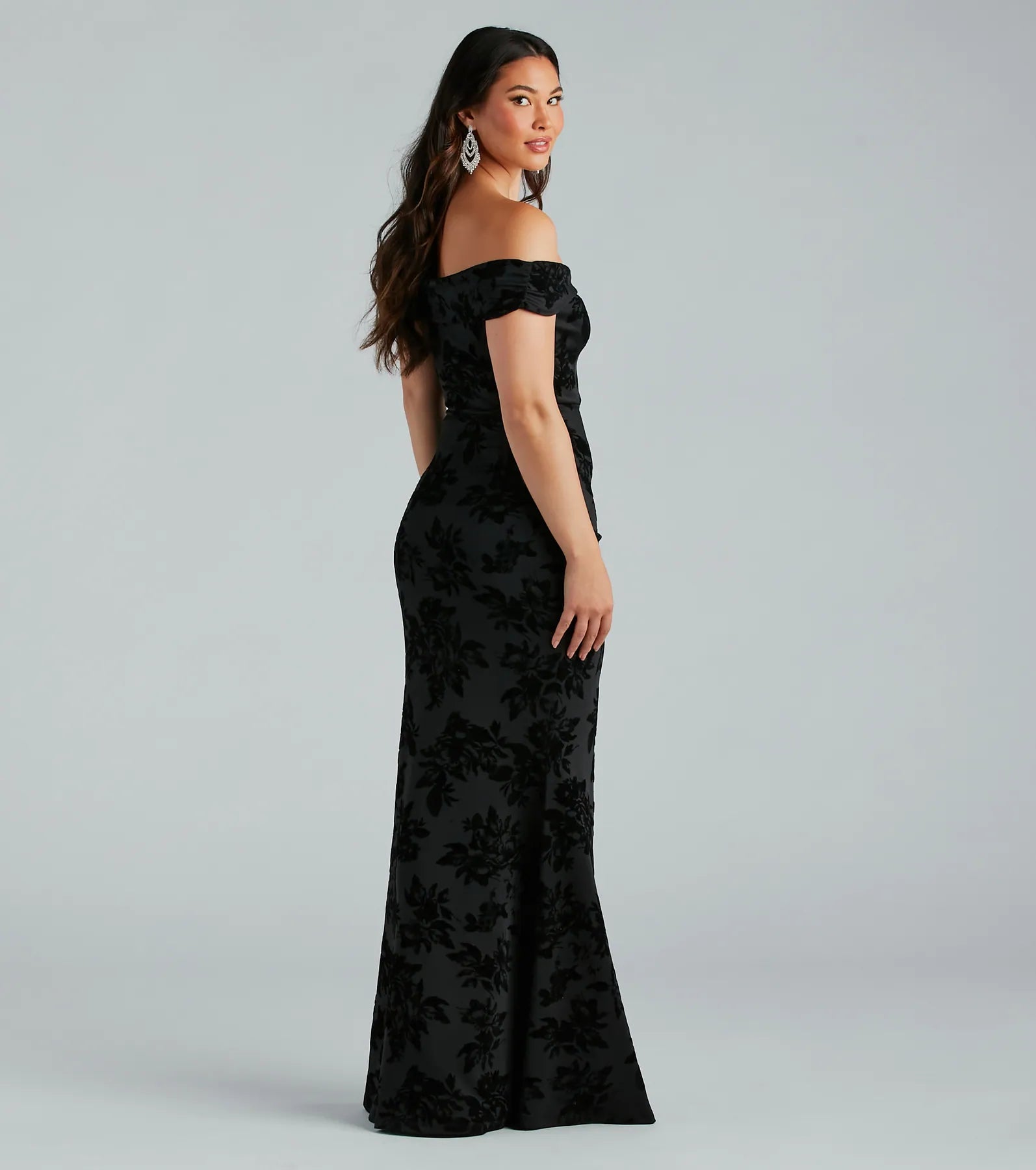 Premium Darcey Flocked Velvet Mermaid Gown - Ultimate Elegance for Black Tie Events