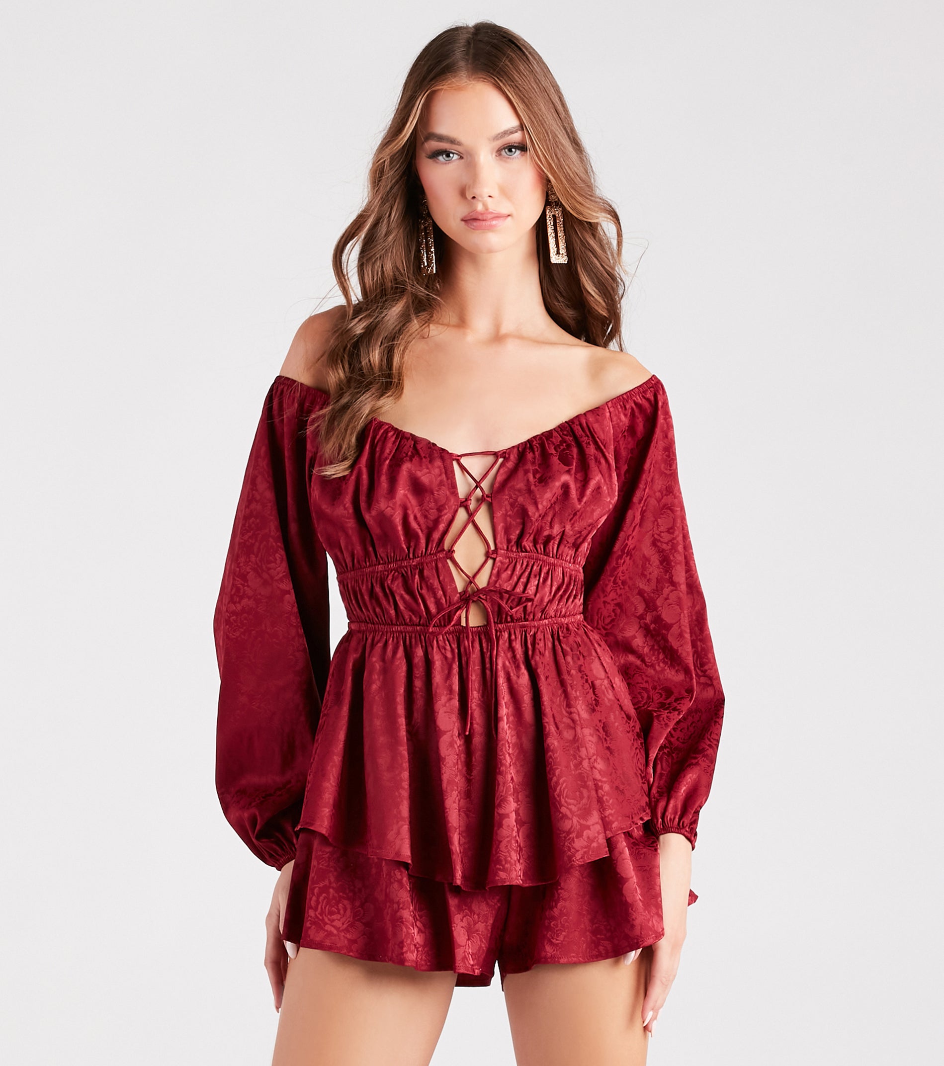 Ultimate Floral Jacquard Satin Romper - Feel the Love