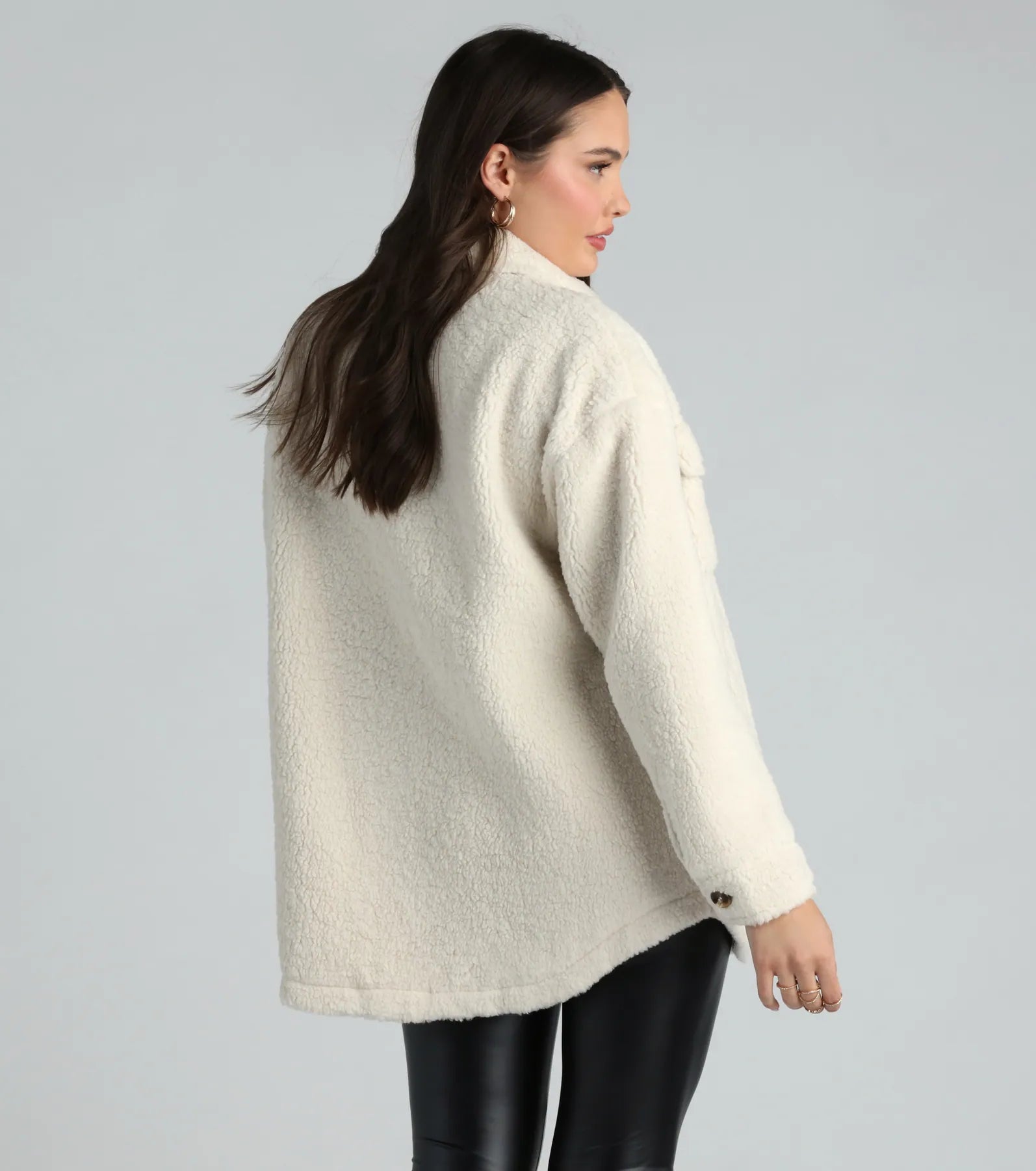 Ultimate Cozy Vibes Faux Sherpa Shacket - Oversized Comfort