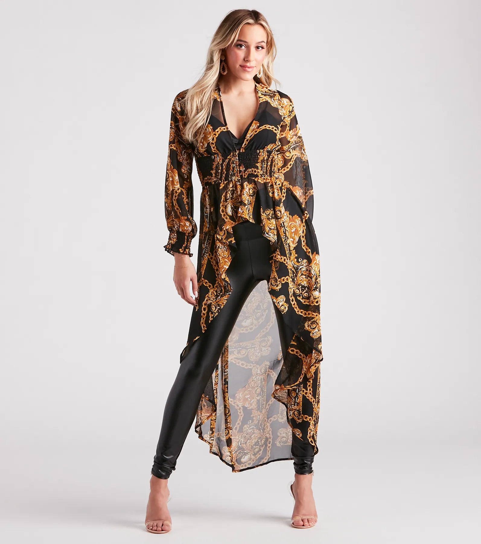 Ultimate Bold Babe Chain Print Chiffon Duster