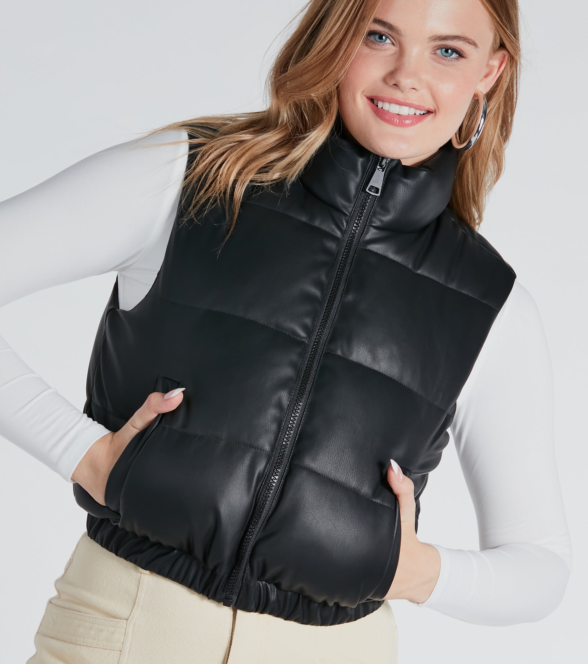 Premium Winter Dreams Faux Leather Sherpa Puffer Vest