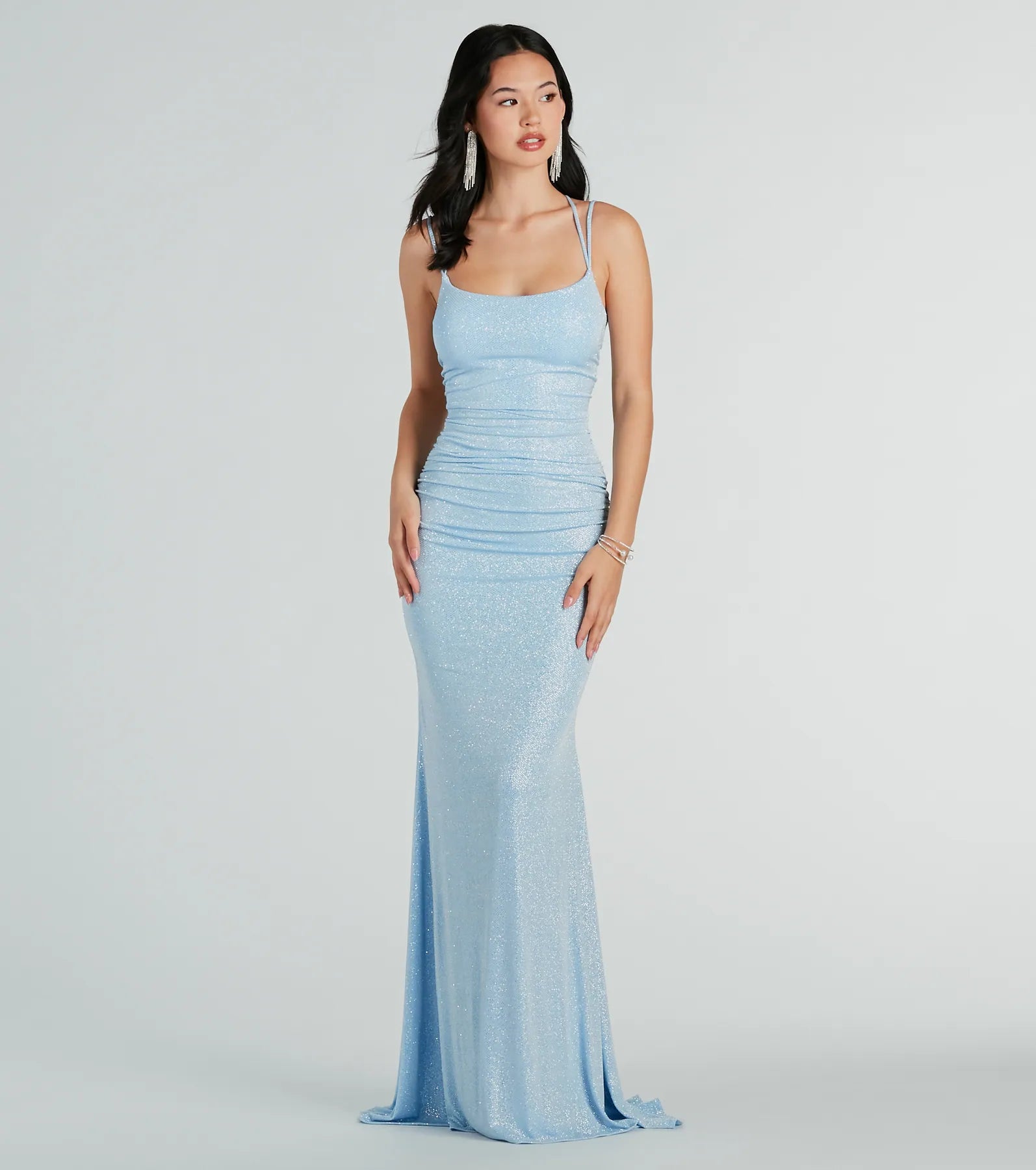 Premium Rylie Glitter Lace-Up Evening Gown