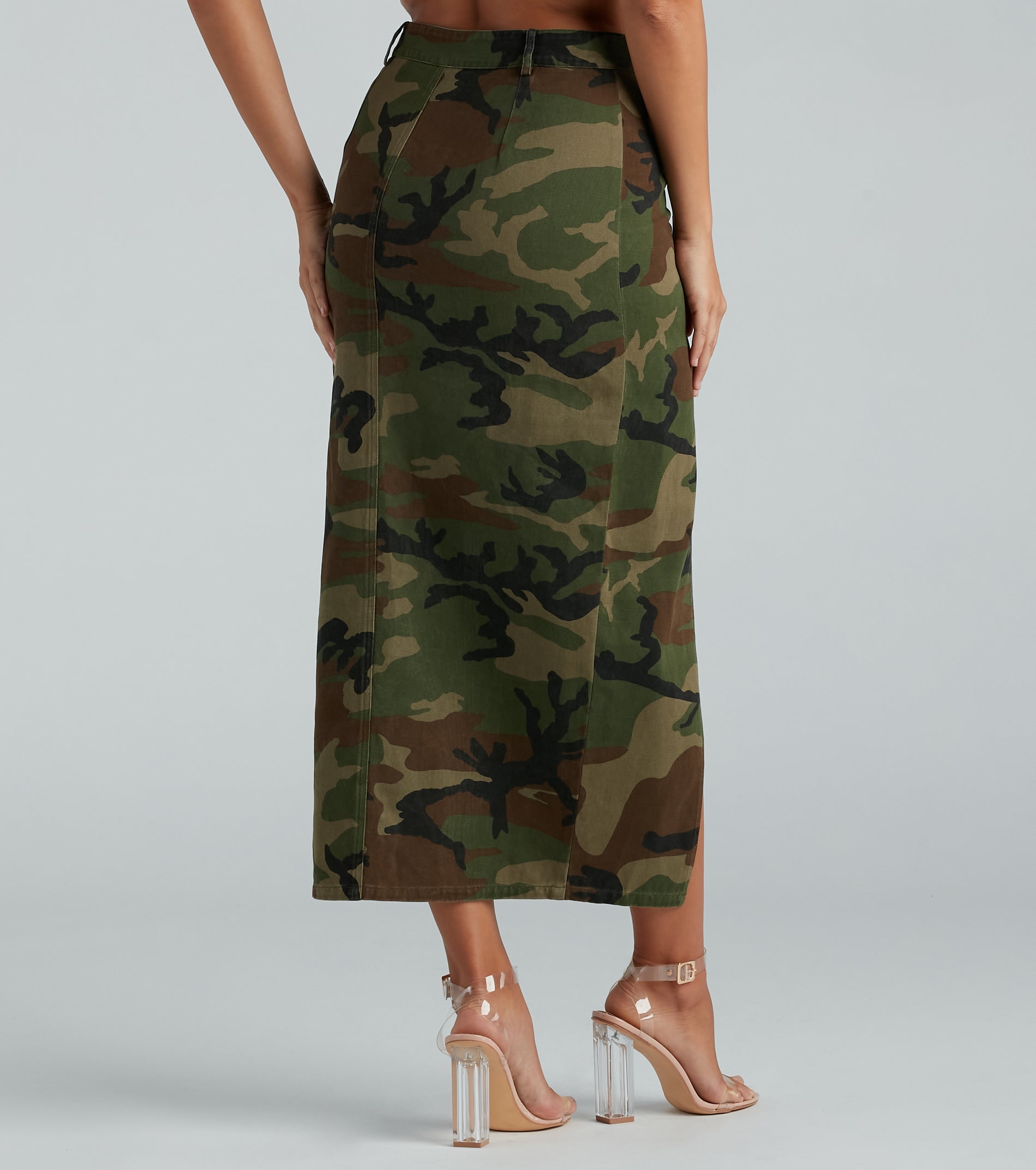 Ultimate Camo Denim Maxi Skirt - Commander In Cute