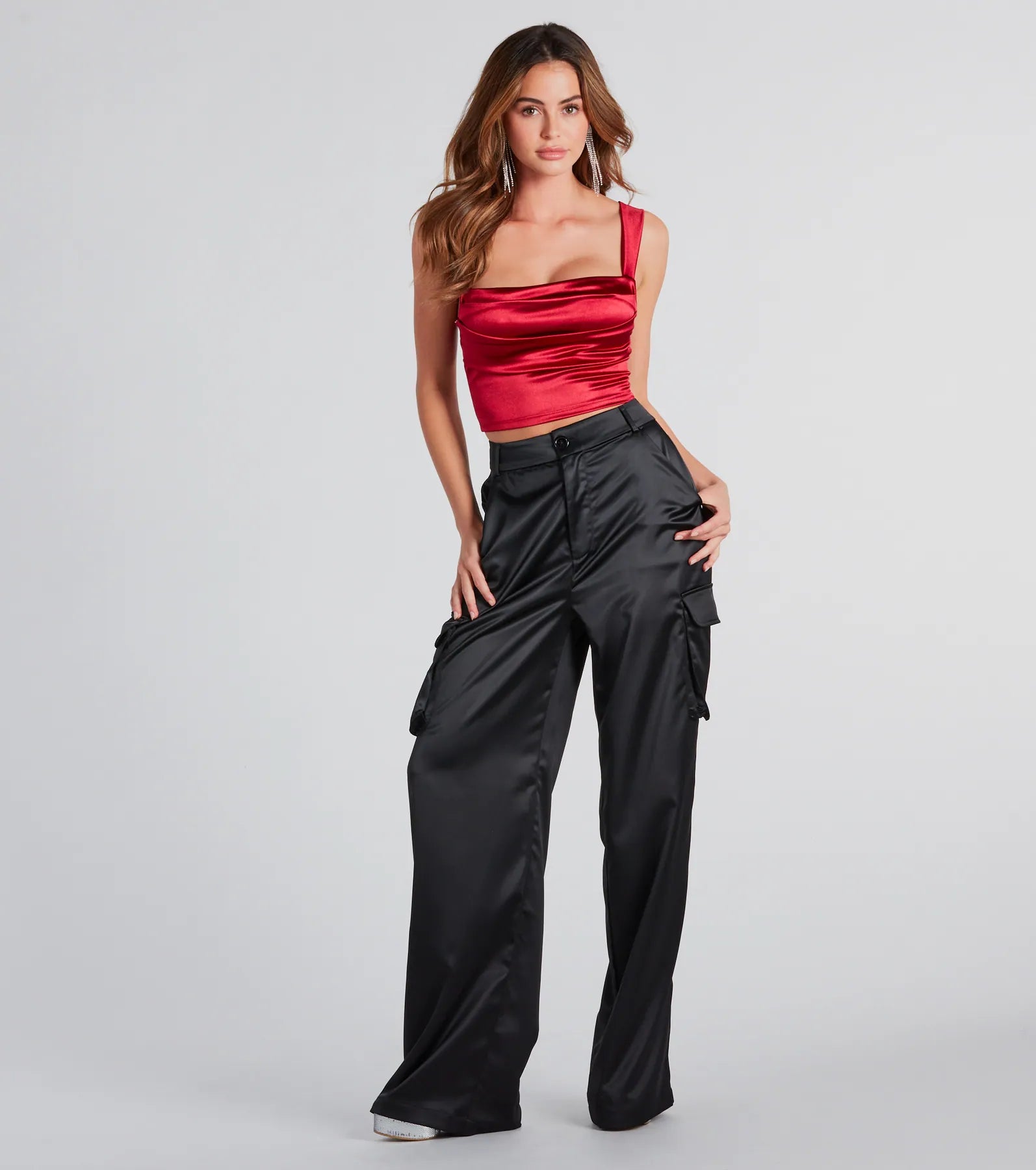 Premium Ruched Satin Crop Top - Ultimate Party Stunner