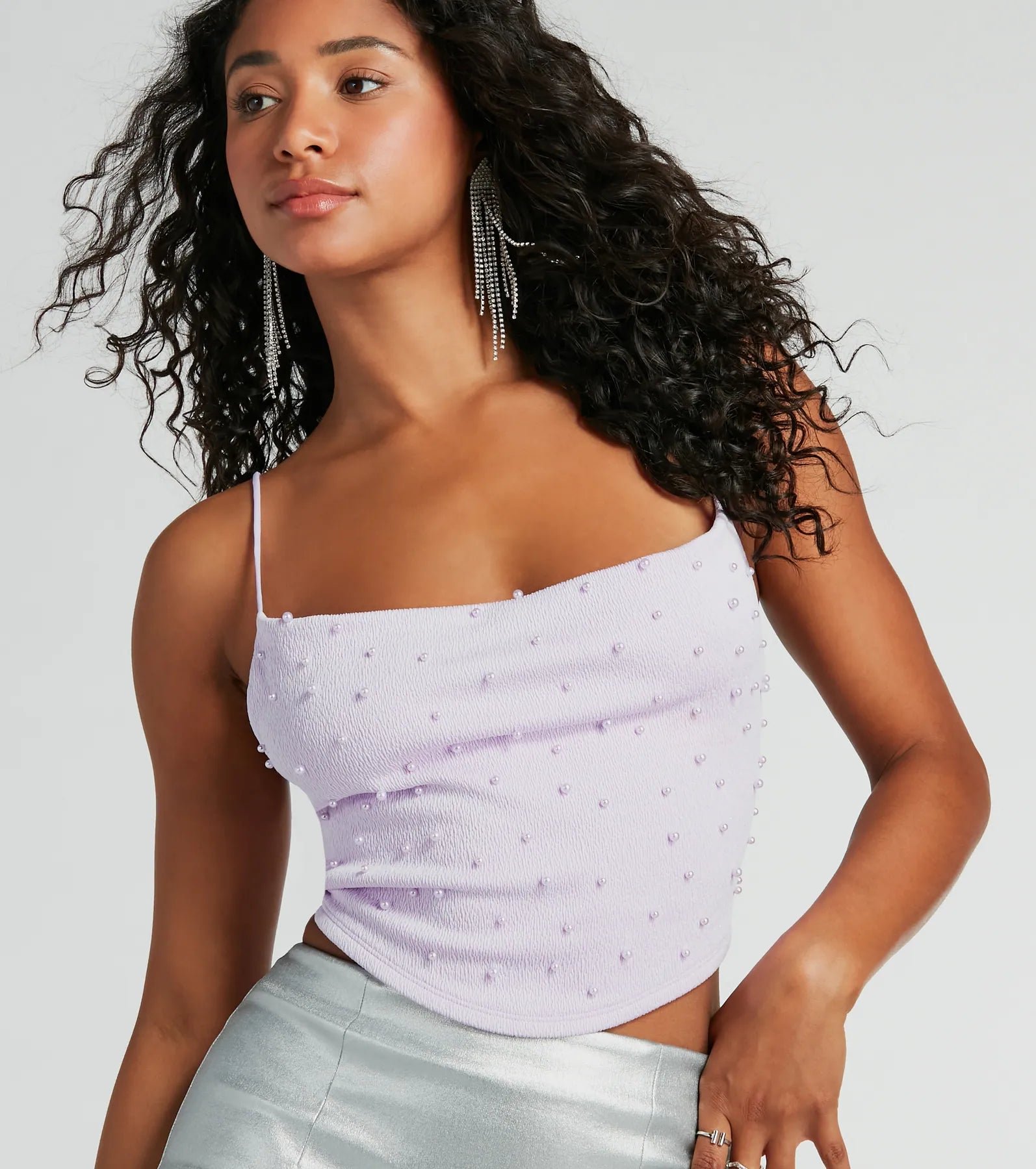 Premium Faux Pearl Strappy Crop Top - Ultimate Glamour