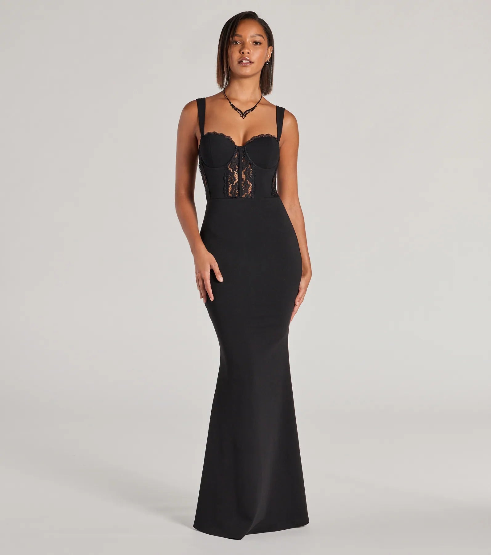 Premium Aspen Sweetheart Lace Crepe Mermaid Gown