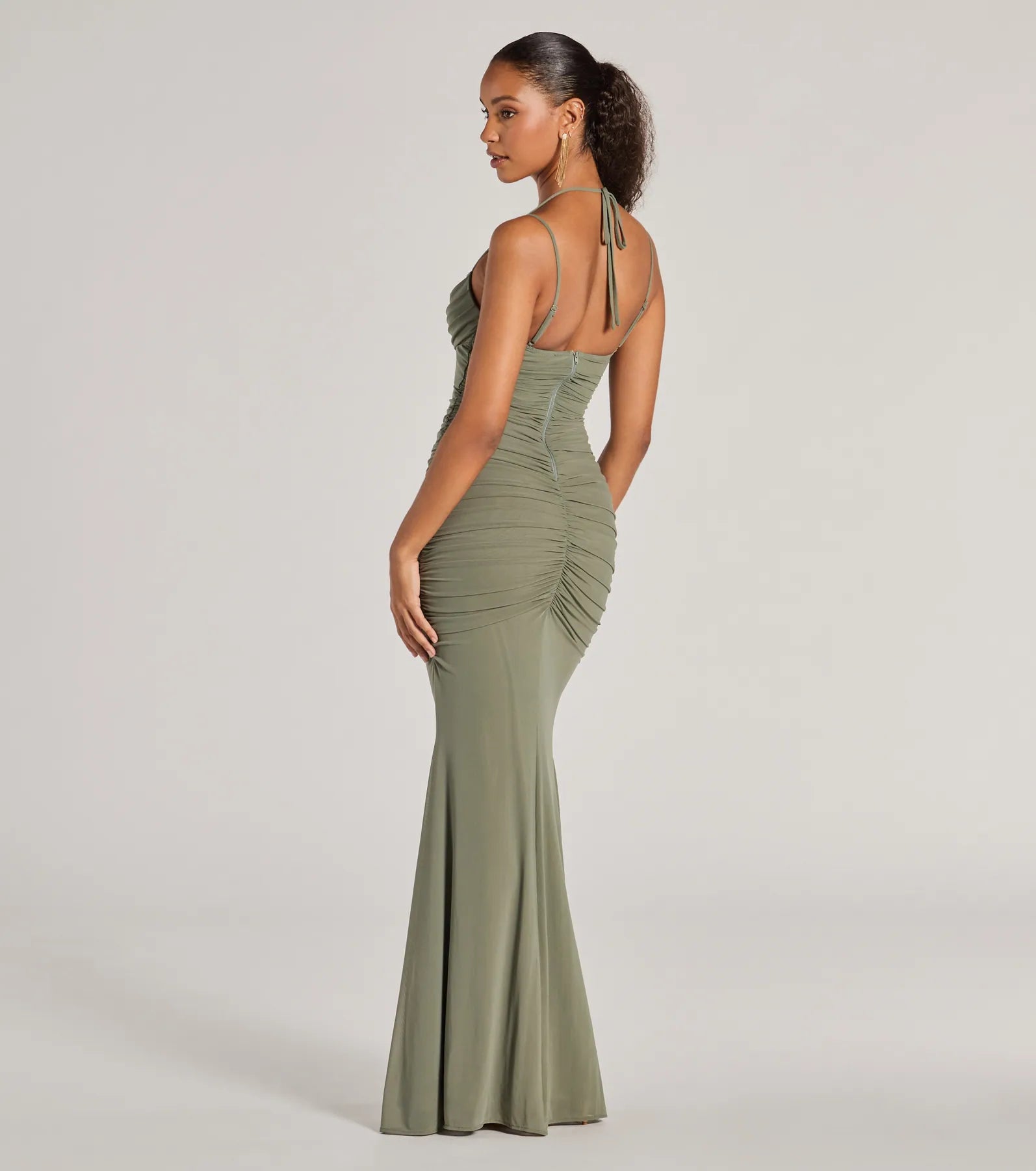 Premium Jae Elegant Mesh Ruched Mermaid Gown