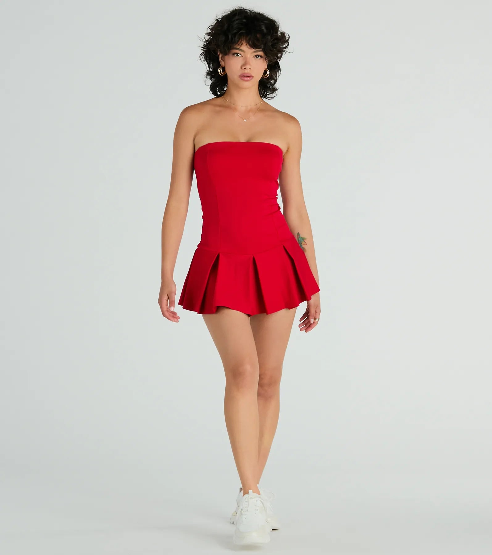 Ultimate Strapless Ponte Romper - Premium Pleated Design