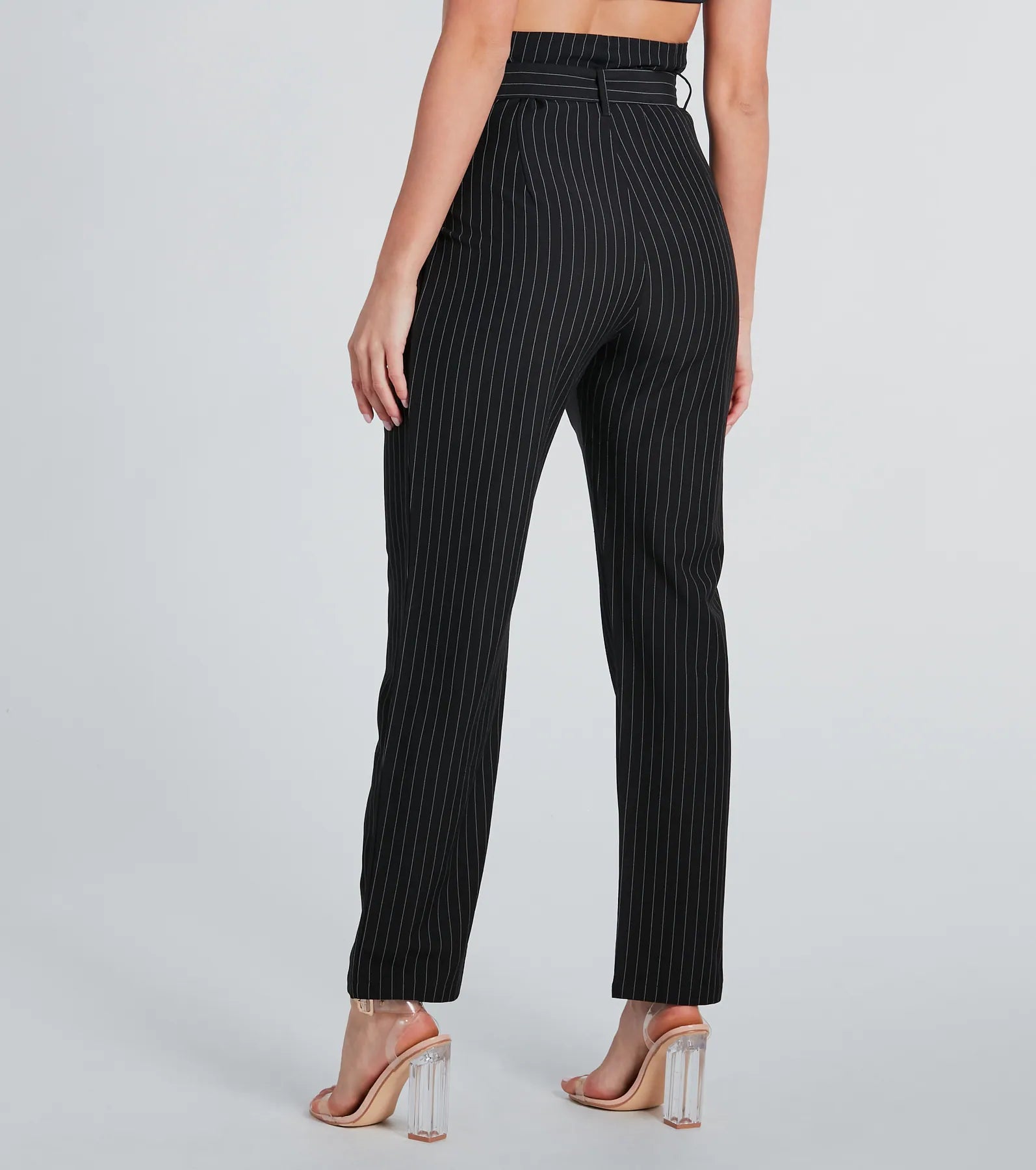 Premium Pinstripe Paperbag Pants - Ultimate Chic Fit