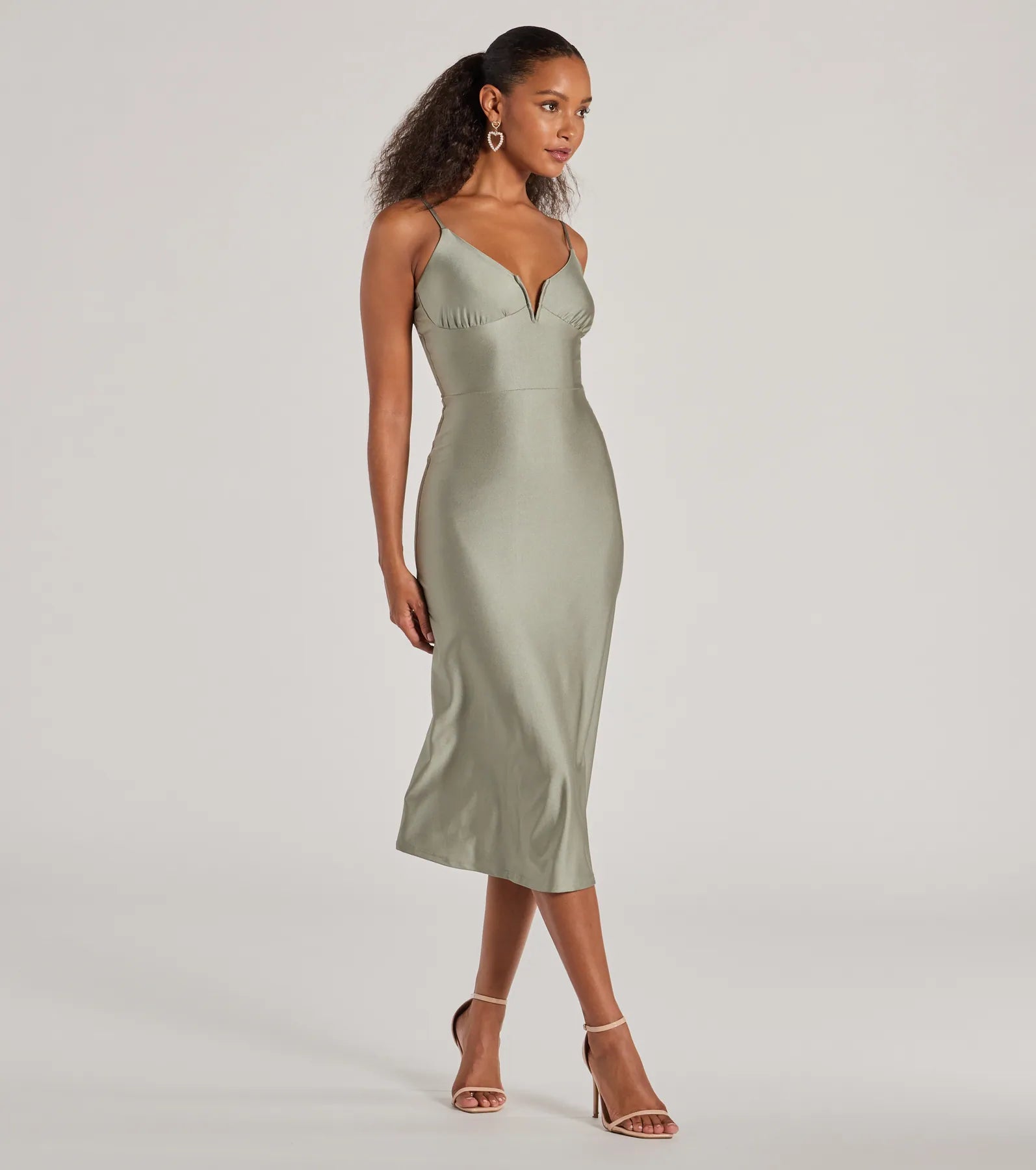 Ultimate Chic V-Neck A-Line Midi Dress for Celebrations