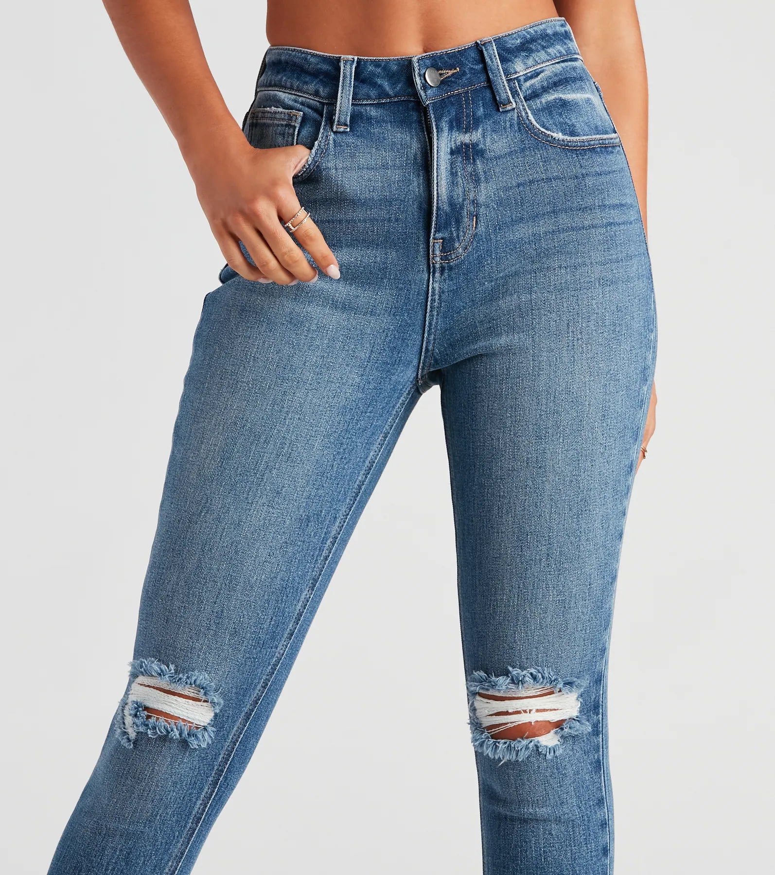 Premium Taylor High Rise Skinny Jeans - Distressed Vintage Look