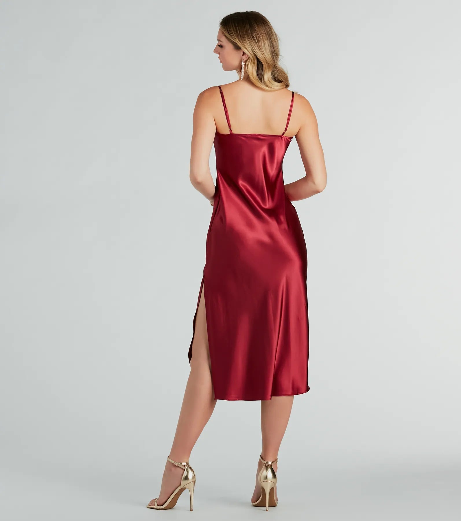 Premium Elegance Satin Slip Midi Dress - Ultimate Cocktail Party Style