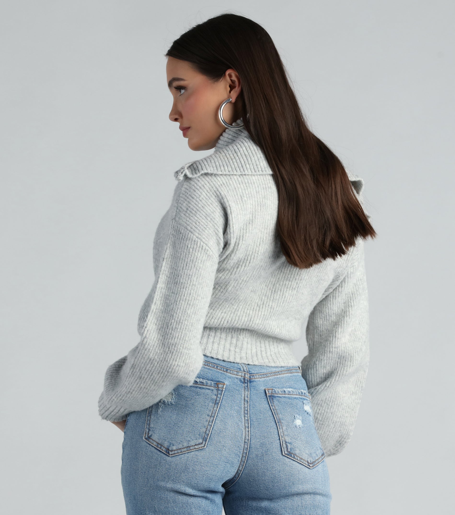 Ultimate Cozy Half-Zip Fuzzy Knit Crop Sweater