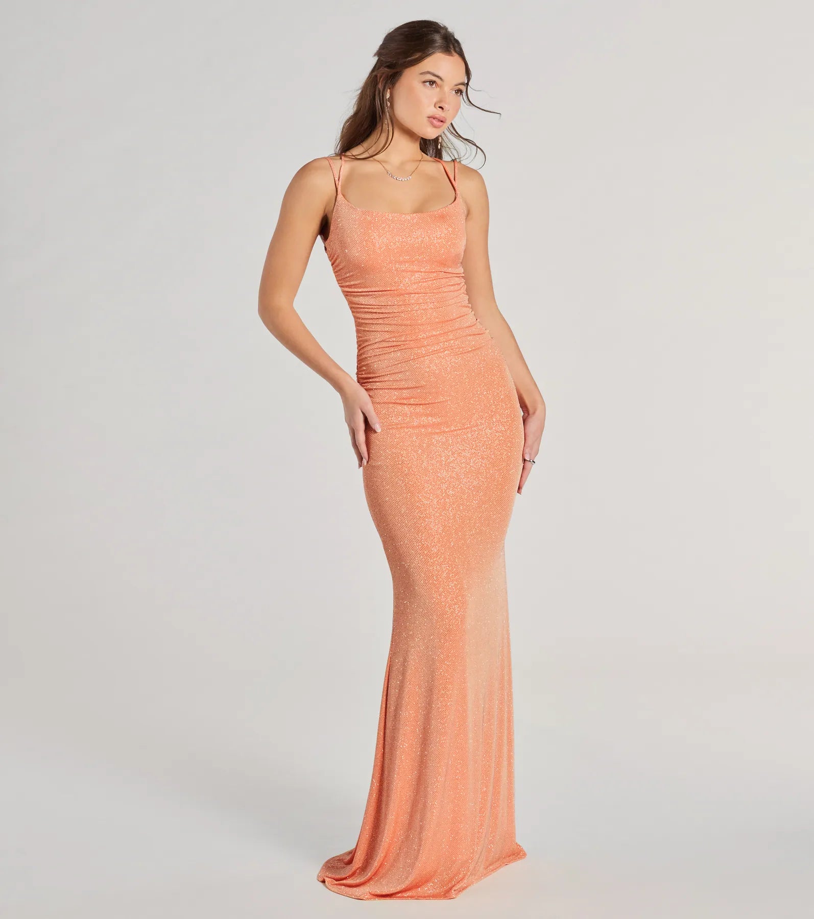 Premium Rylie Glitter Lace-Up Evening Gown