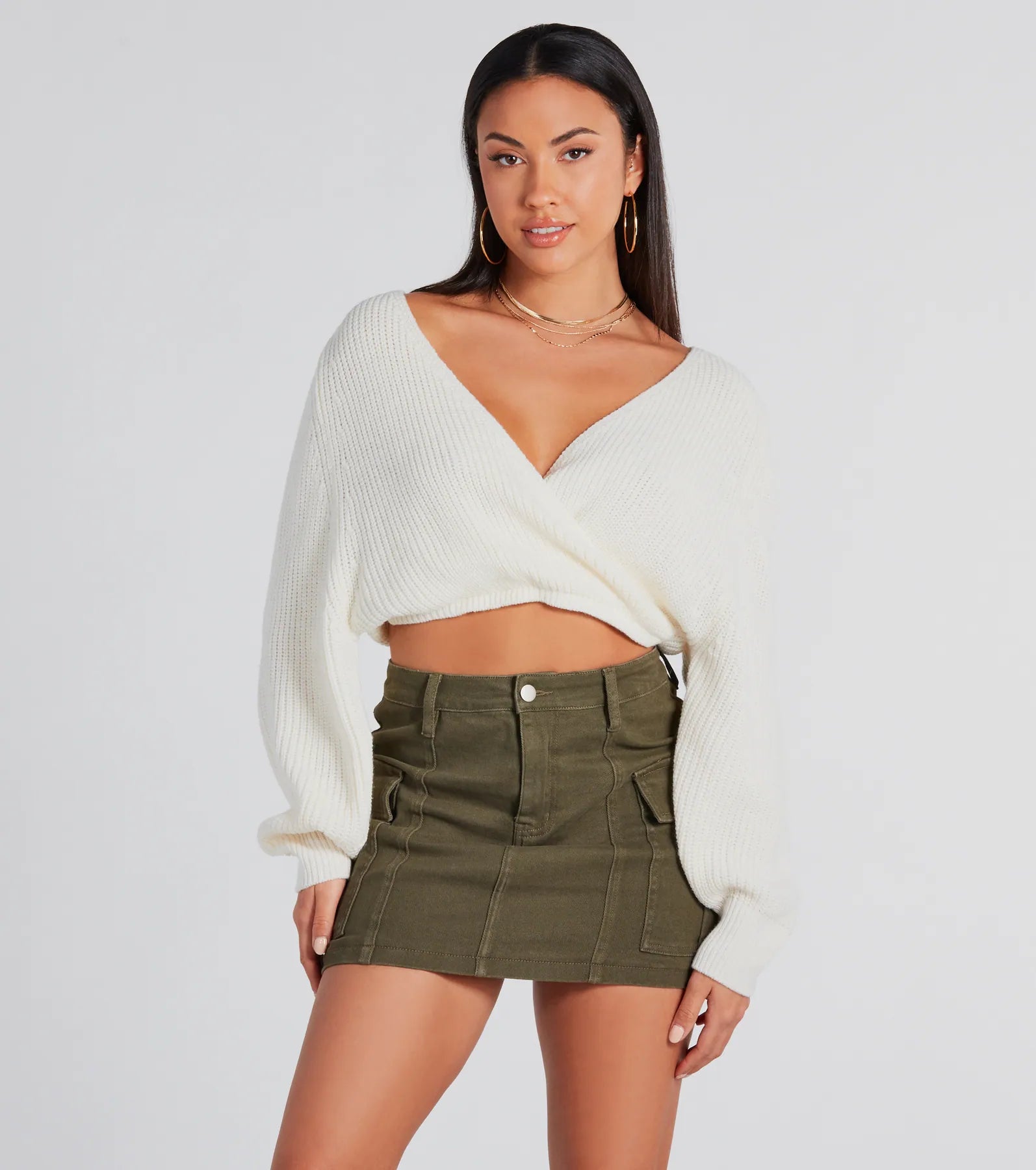 Premium Cozy Surplice Cropped Sweater - Ultimate Winter Staple