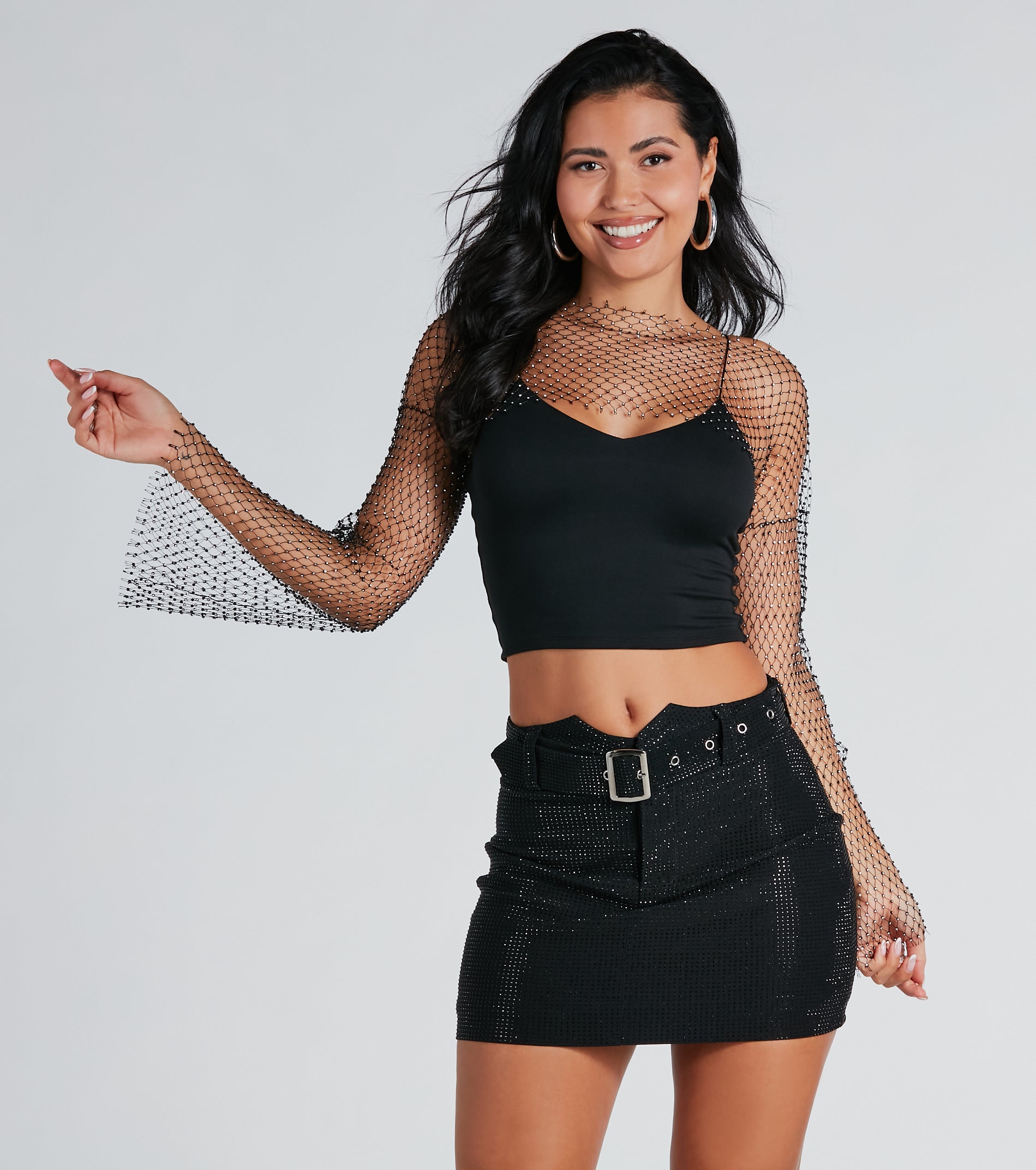 Ultimate Glam Rhinestone Fishnet Topper