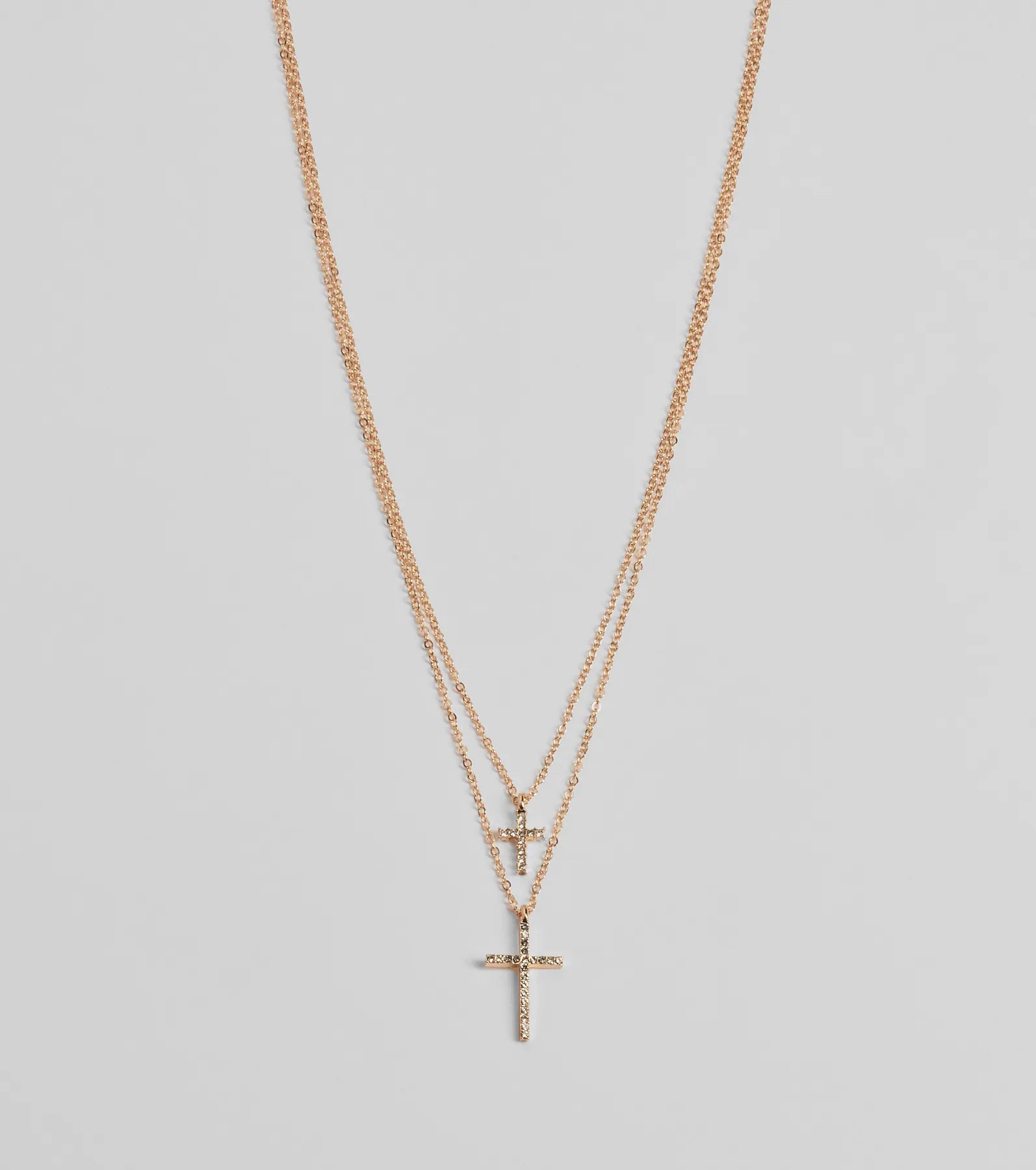 Premium Rhinestone Cross Charm Layered Necklace - Ultimate Style Upgrade