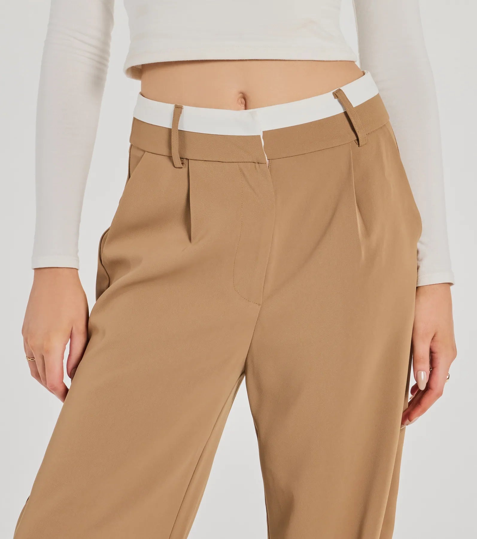 Premium Polished Perfection Contrast Waist Pants - Ultimate Style Upgrade